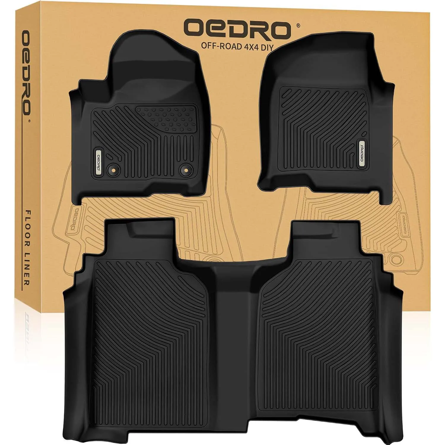OEDRO Floor Mats Fit for 2019-2026 Chevy Silverado/GMC Sierra 1500 & 2020-2026 Silverado/Sierra 2500HD 3500HD Crew Cab ,No Rear Underseat Storage Box