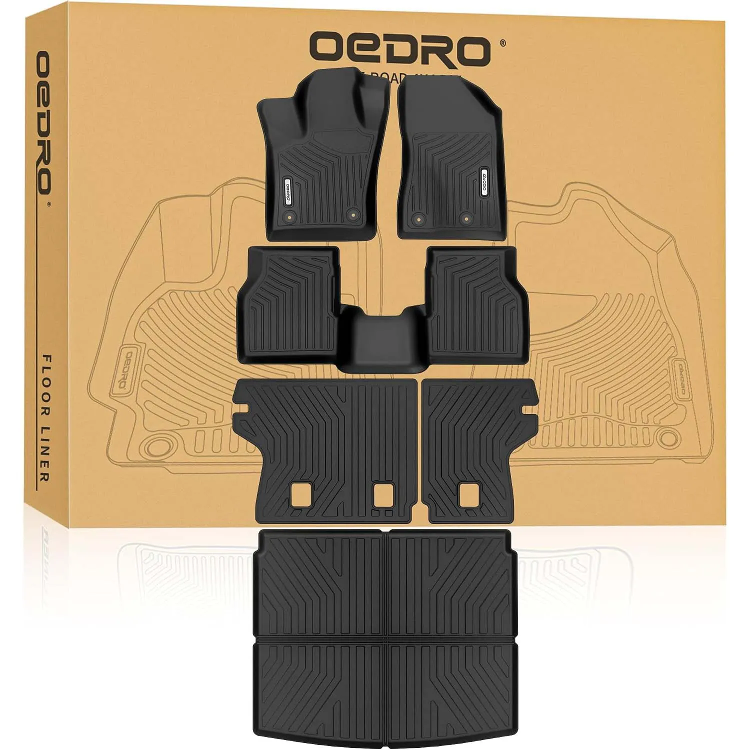 OEDRO Floor Mats Fit 2017-2026 Jeep Compass, TPE Floor Liners with Cargo Mat & Seatback All Weather TPE Custom Fit Car Mats Floor Liners Seatback Mat