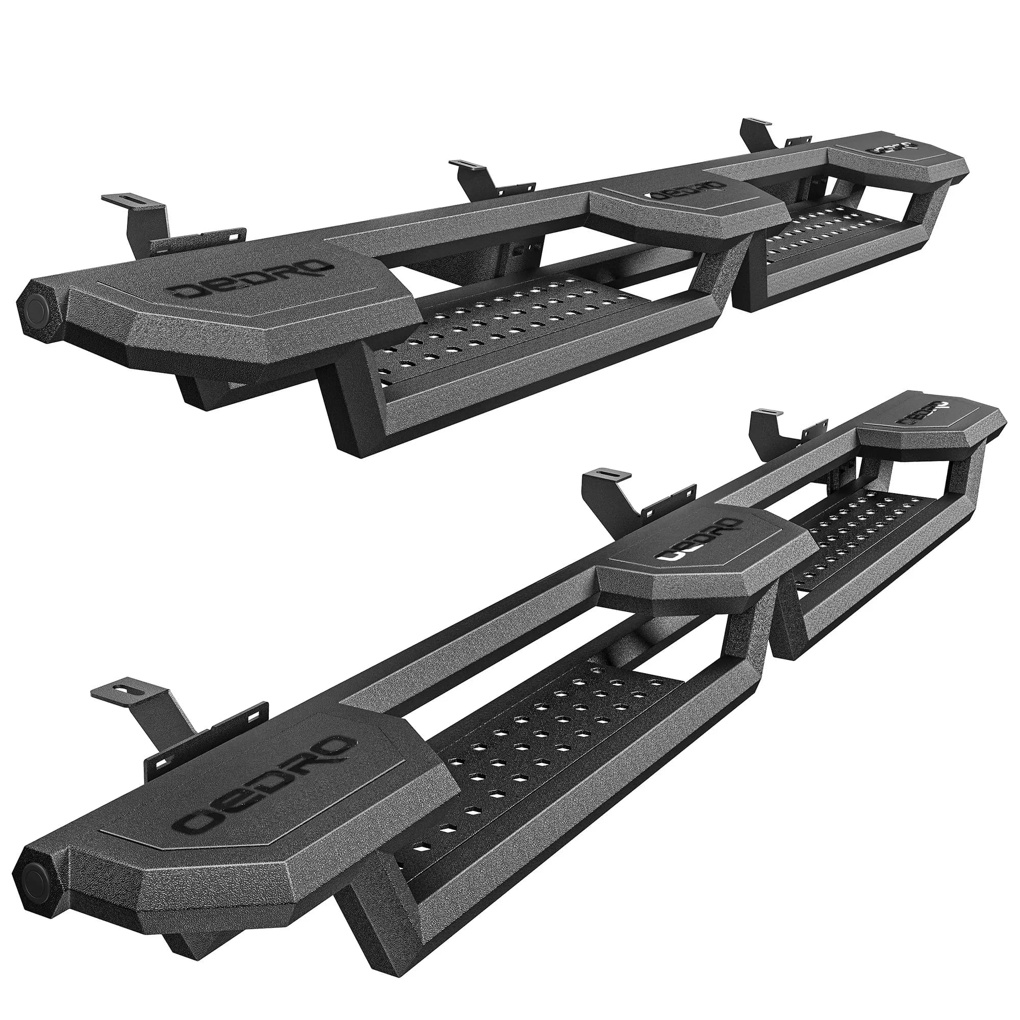 OEDRO 3-Step Running Boards Compatible with 2018-2026 Jeep Wrangler JL 4 Door, Heavy Duty Carbon Steel Nerf Bars with Drop Steps, Off-Road Rock Slider