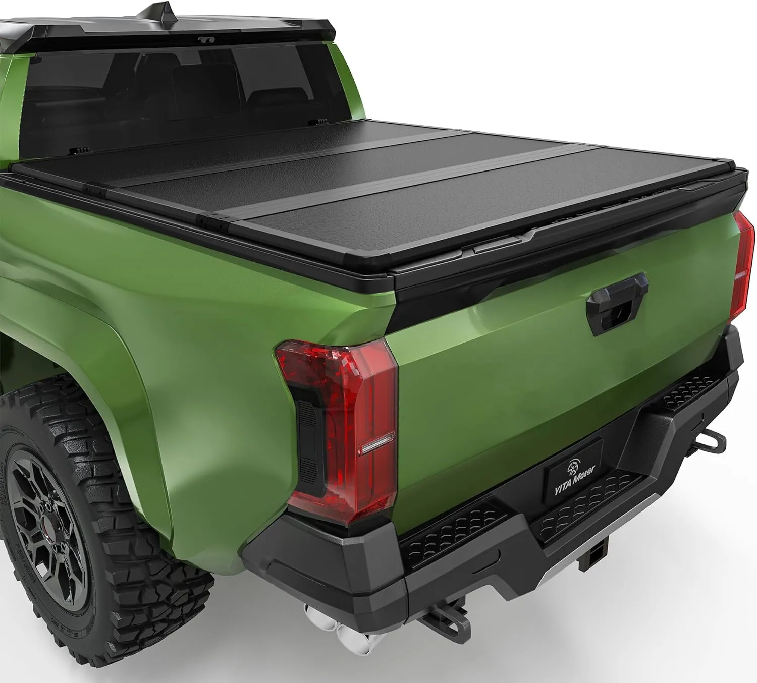 YITAMOTOR FRP Hard Tri Fold Tonneau Cover for 2024-2026 Toyota Tacoma 5' Bed | Deck Rail System