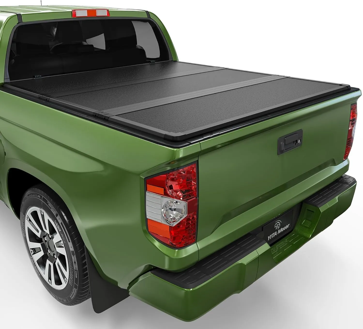 YITAMOTOR FRP Hard Tri-Fold Tonneau Cover for 2022-2026 Toyota Tundra 5.5ft Bed with Deck Rail System, Hard Folding Truck Bed Cover