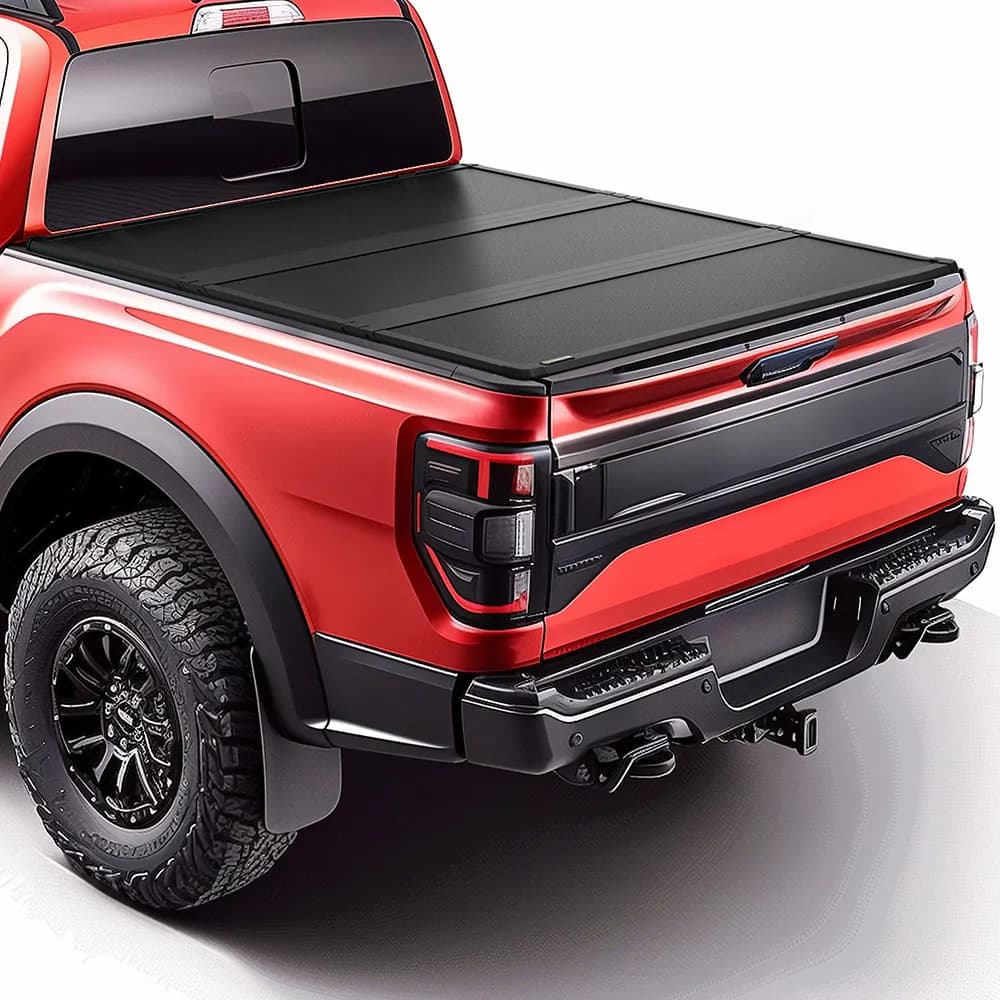 YITAMOTOR FRP Hard Tri-Fold Tonneau Cover for 2019-2024 Ford Ranger 5ft Bed, Folding Truck Bed Cover, Durable Waterproof Pickup Bed Cover