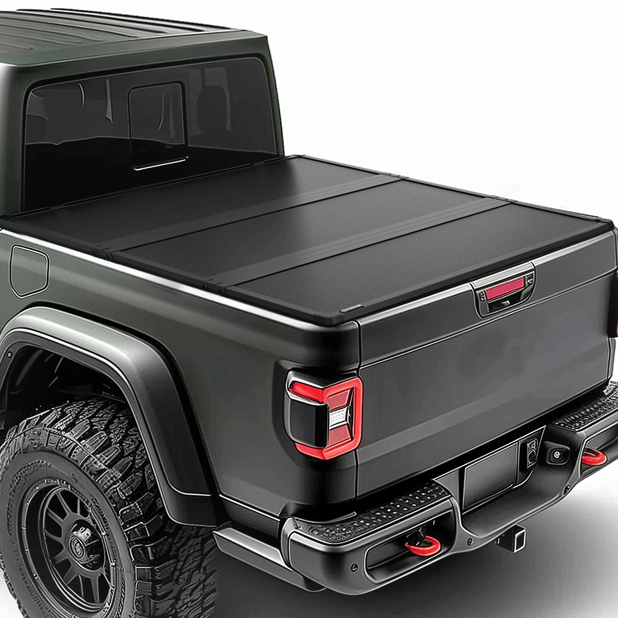 YITAMOTOR FRP Hard Tri-Fold Tonneau Cover for 2020-2026 Jeep Gladiator JT 5ft Bed with Trail Rail System, Folding Truck Bed Cover