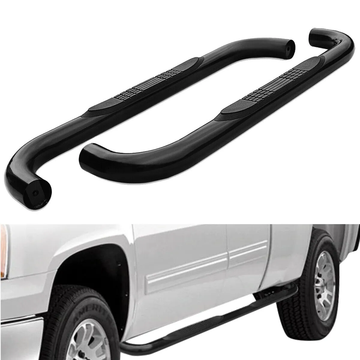 YITAMOTOR 3 Inch Running Boards for 1999-2018 Chevy Silverado GMC Sierra Regular Cab, Carbon Steel Side Steps Nerf Bars, 500 lbs Capacity