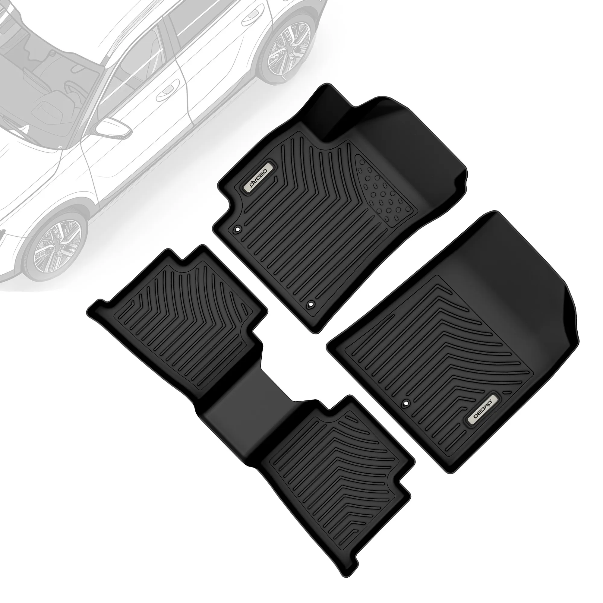 OEDRO Floor Mats Fit for 2021-2026 Kia Seltos, TPE All-Weather Seltos Floor Liners Custom Fit Rubber, 2 Row Liner Set Black