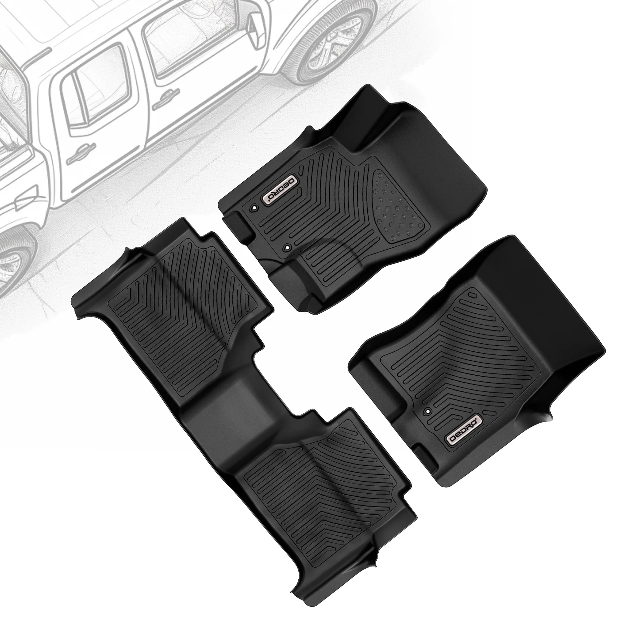 OEDRO Floor Mats for 2008-2021 Nissan Frontier Crew Cab,Black TPE  All Weather Guard Full Set Car Mats