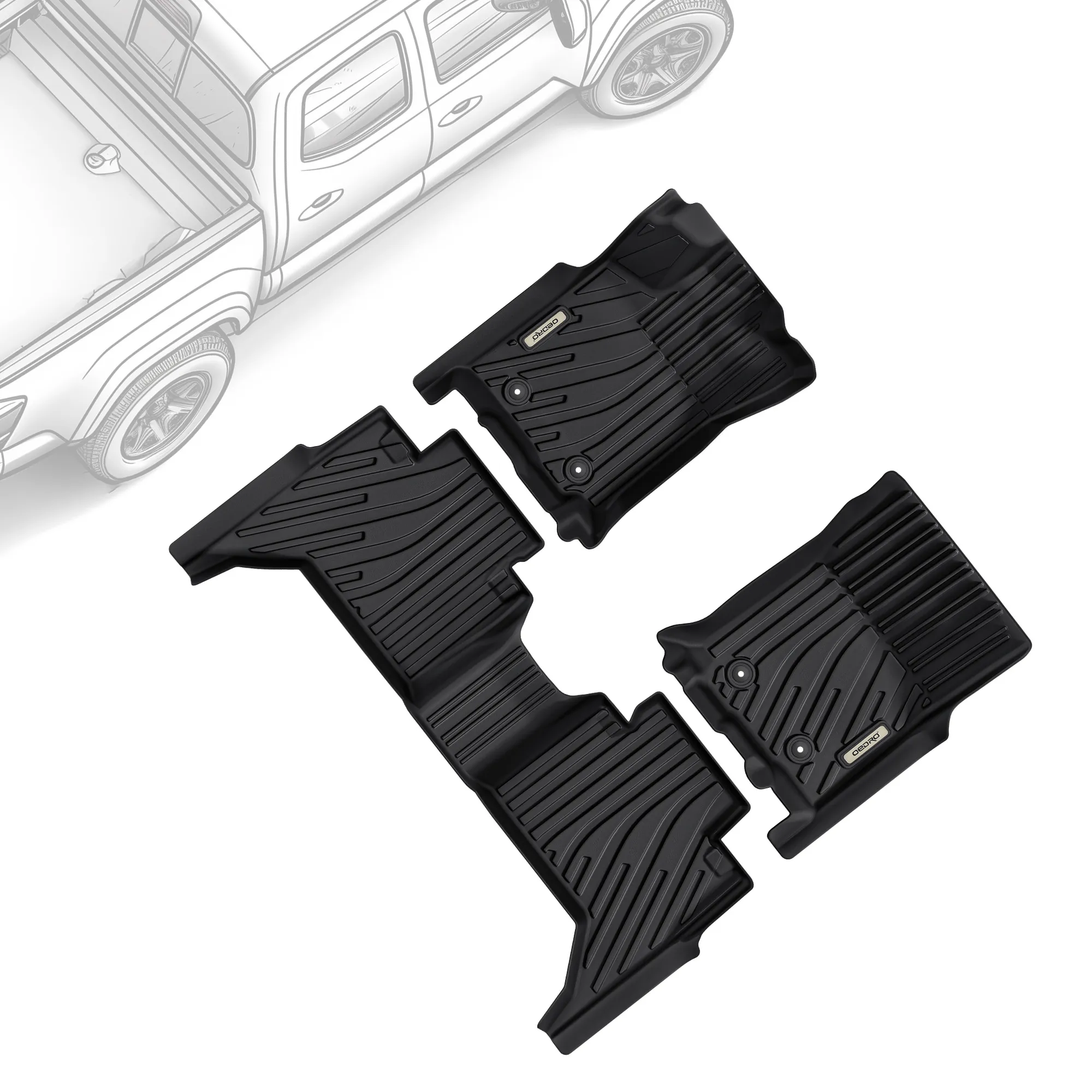 OEDRO Floor Mats Fit for Toyota Tacoma 2016-2023 (Only for Double Cab & Automatic), All Weather TPE Tacoma Floor Liner Front and Rear 2 Row Mats,Black