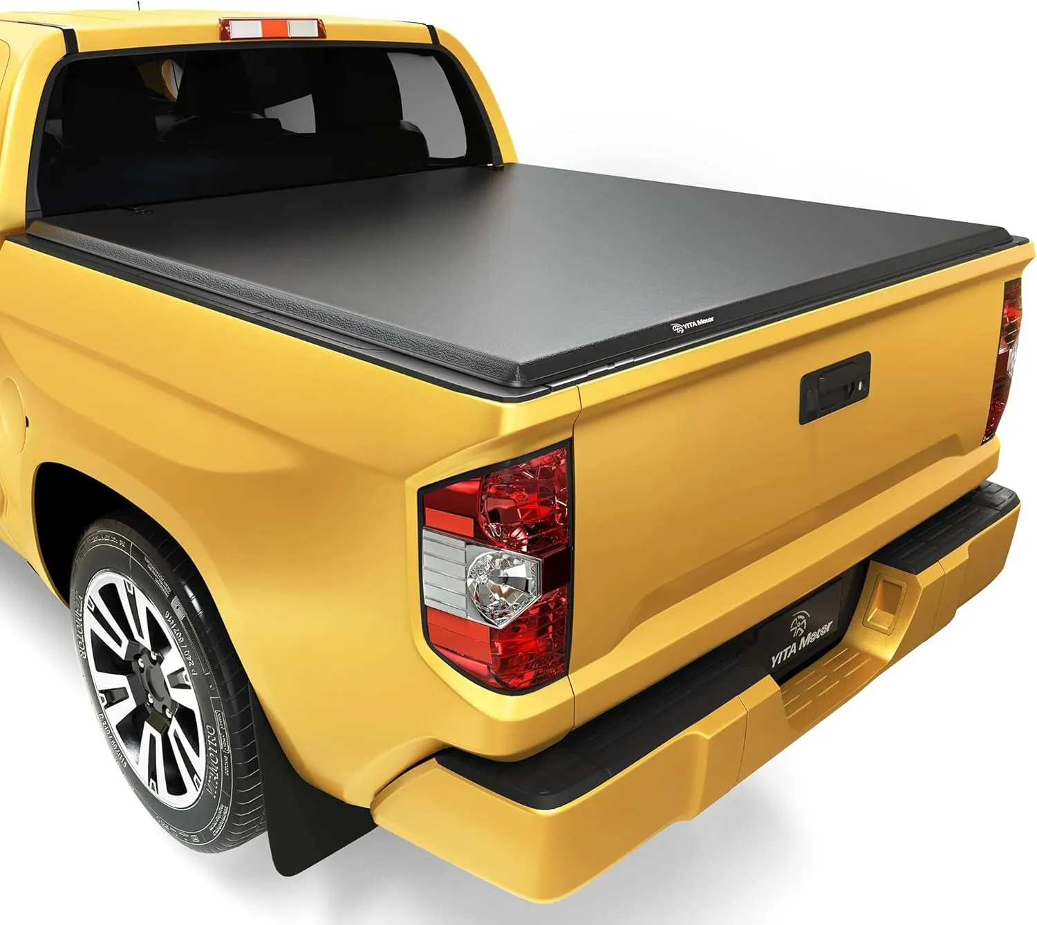 YITAMOTOR Soft Quad Fold Tonneau Cover for 2014-2021 Toyota Tundra 6.5ft Bed with Deck Rail System, Truck Bed Cover