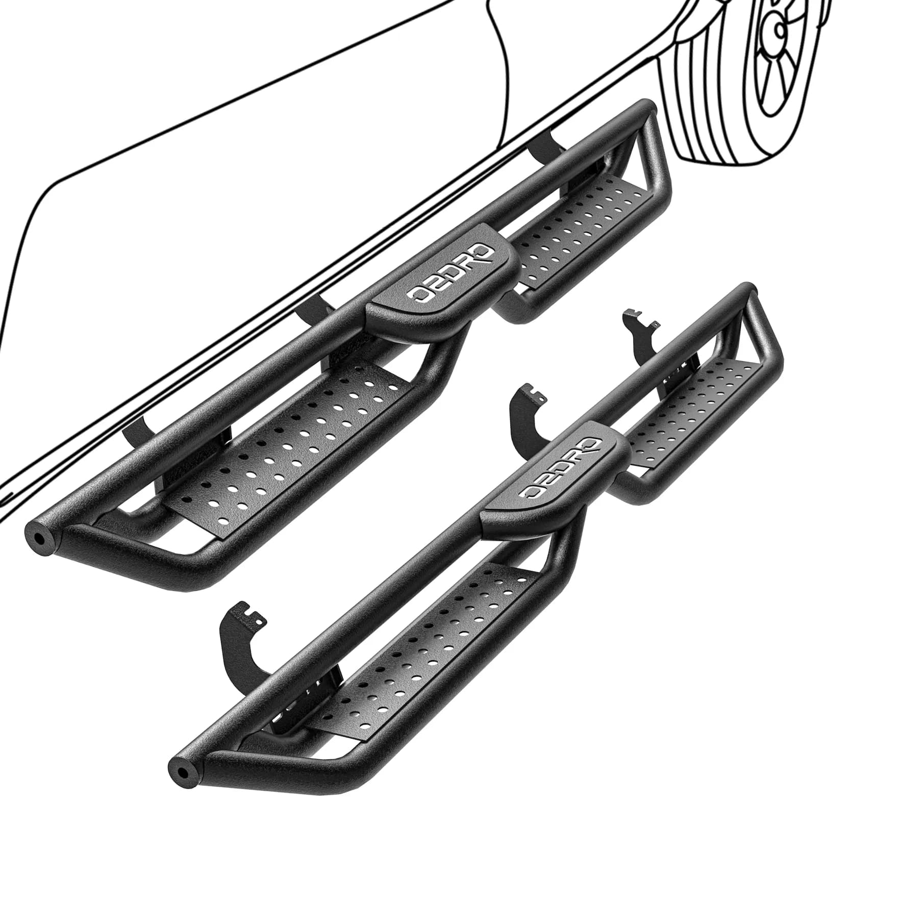 OEDRO 6" Running Boards Compatible with 2022-2026 Toyota Tundra Double Cab(2 Half-Size Rear Doors), Bolt-on Side Steps Steel Nerf Bar, Two Stairs Desi