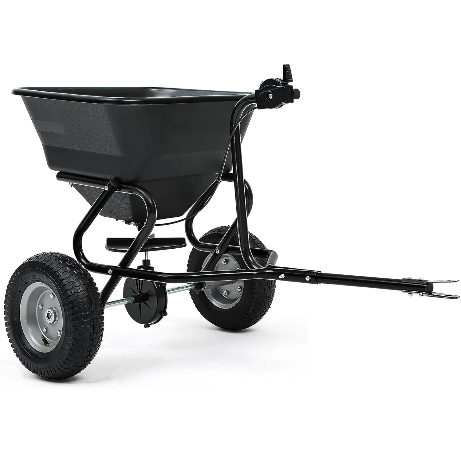 YITAMOTOR Tow Behind Broadcast Spreader, 130 lbs Lawn & Garden Spreader with 13" Pneumatic Tires, Adjustable Flow Control for Seed, Fertilizer & Salt