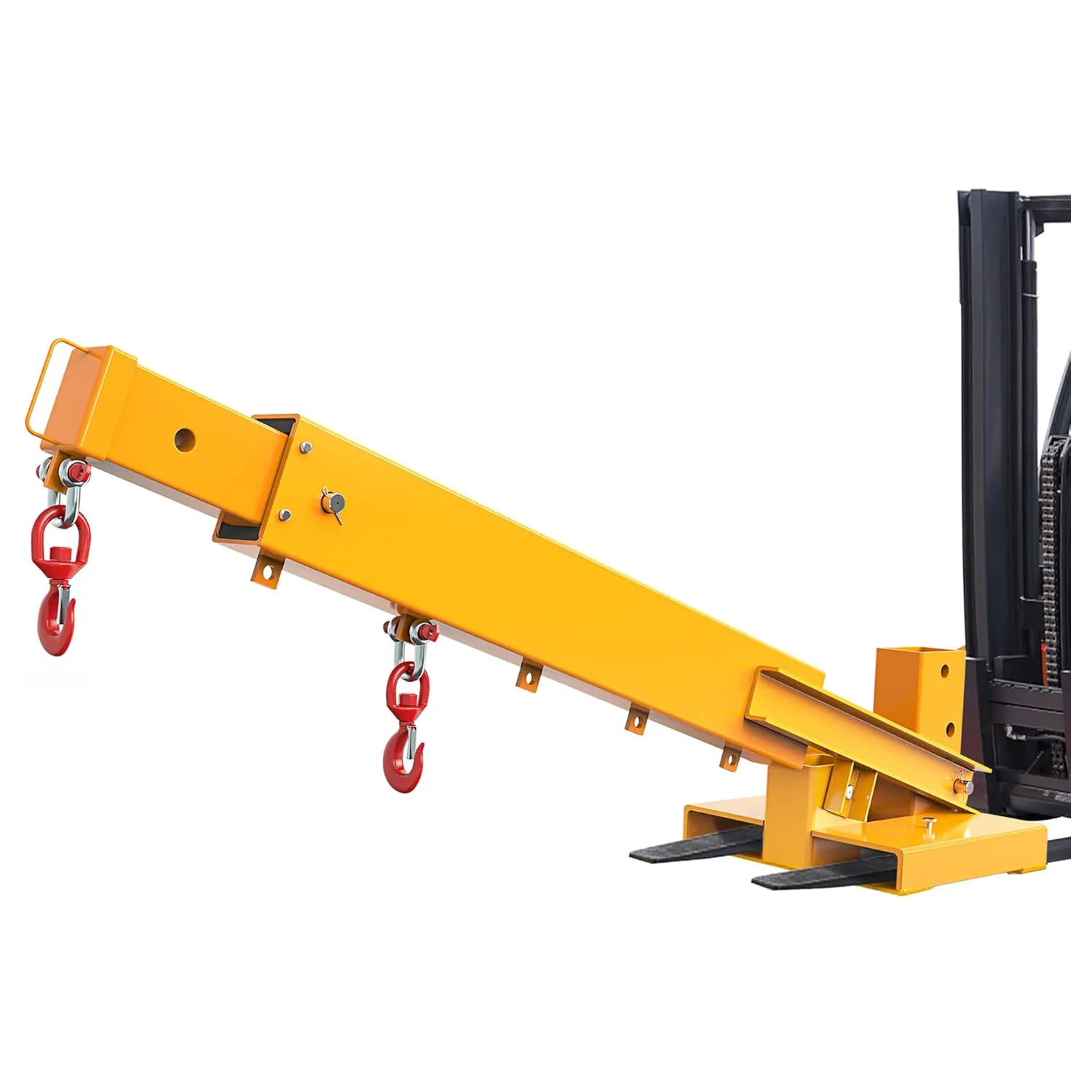 YITAMOTOR 6000lbs Forklift Jib Boom Crane Attachment, 3T Mobile Hoist Lifting Arm with 2 Hooks