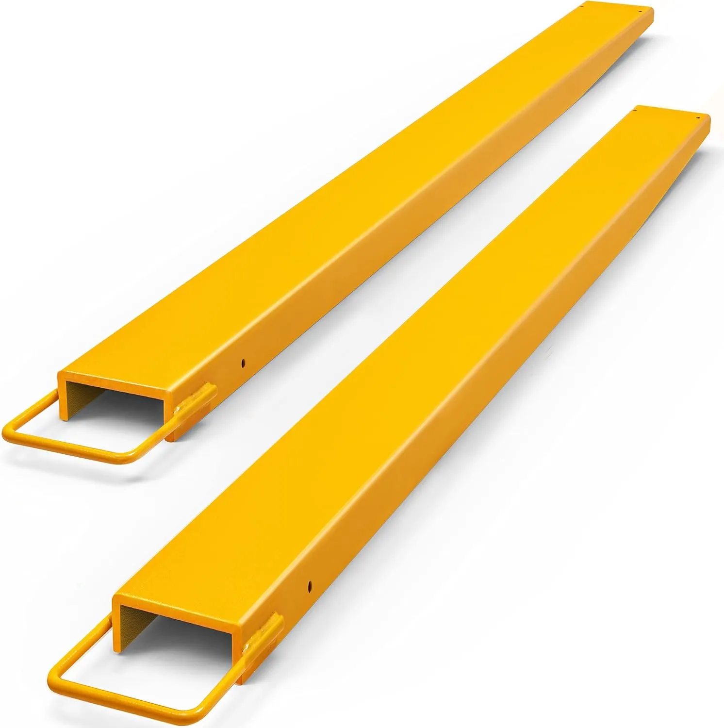 YITAMOTOR 96" Forklift Extensions for 4.5" Forks, Heavy-Duty Steel Pallet Fork Extensions with Retaining Straps, 96 x 4.5 Inch, Yellow