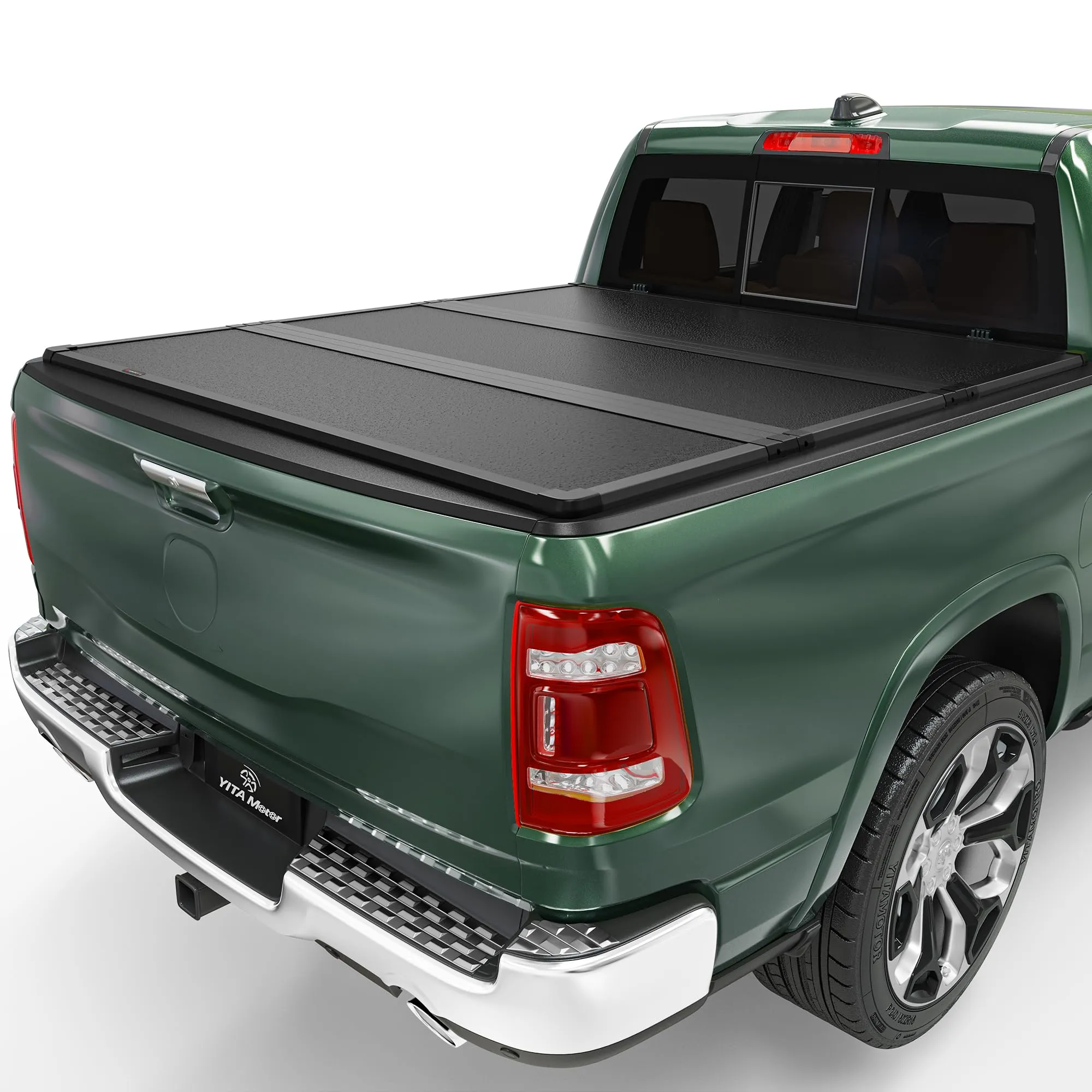 YITAMOTOR FRP Hard Tri-Fold Tonneau Cover for 2009-2026 Dodge Ram 1500 5.7ft Bed Without Rambox Truck Bed Cover