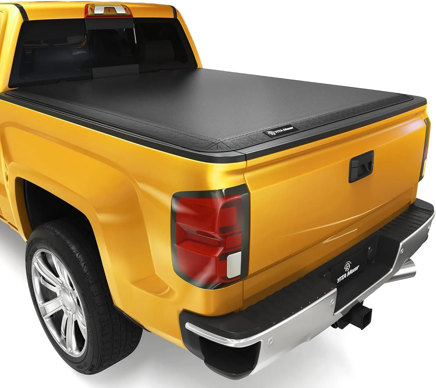 YITAMOTOR Soft Quad Fold Tonneau Cover for 2007-2013 Silverado Sierra 1500 6.6ft Bed, Folding Truck Bed Cover