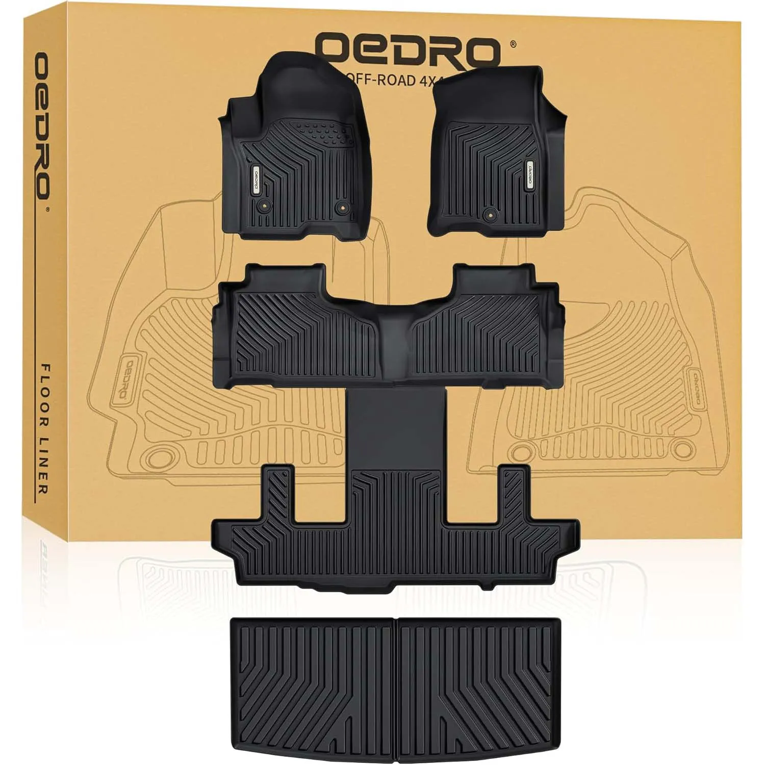 OEDRO Floor Mats & Cargo Liner for 2021-2026 Chevy Tahoe/GMC Yukon TPE All-Weather Floor Mat Liners Only for Bucket Seats