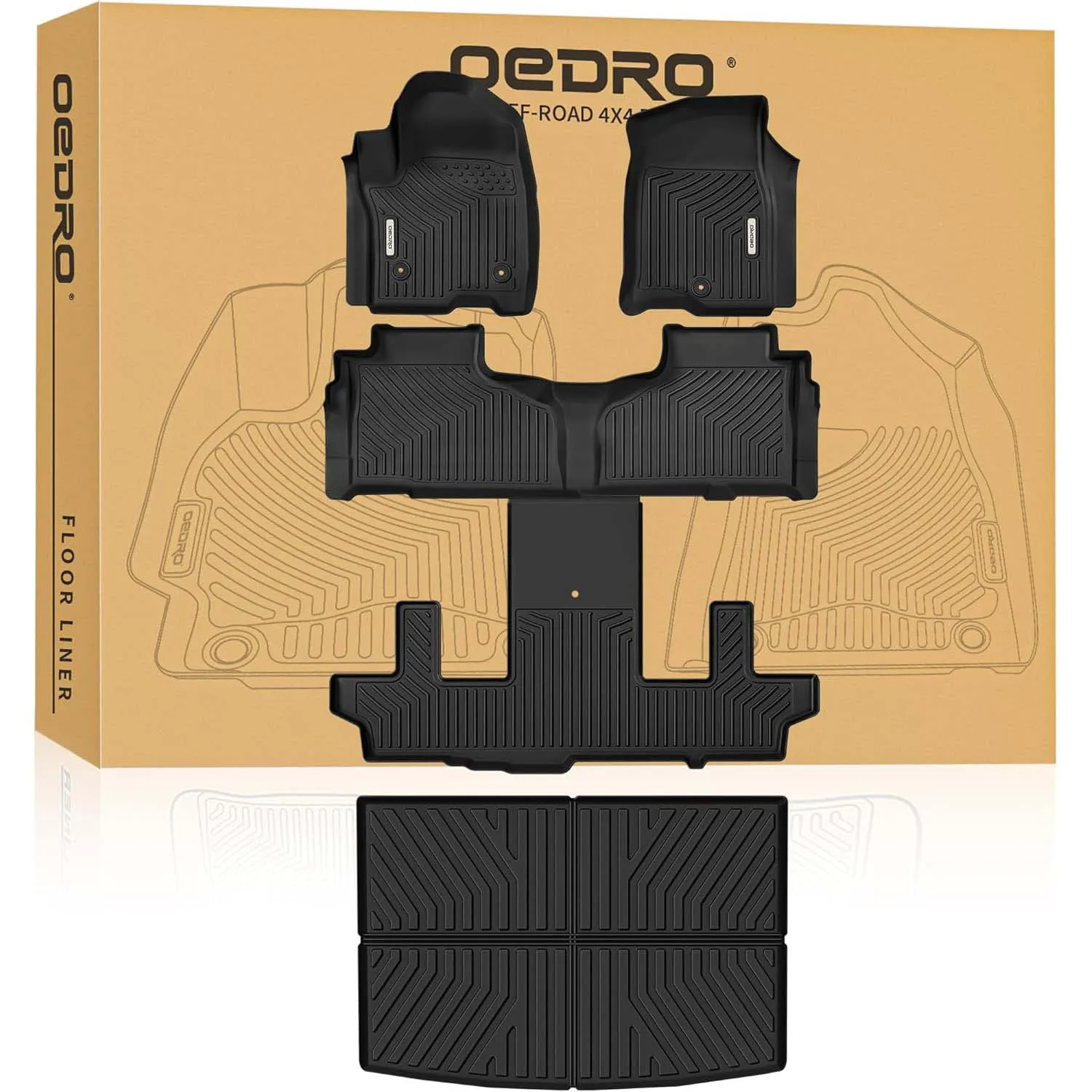 OEDRO Floor Mats for 2021-2026 Chevy Suburban/GMC Yukon XL 7-Seater | TPE Custom Fits All Weather Full Coverage 3 Row Floor Liners and Cargo Liners