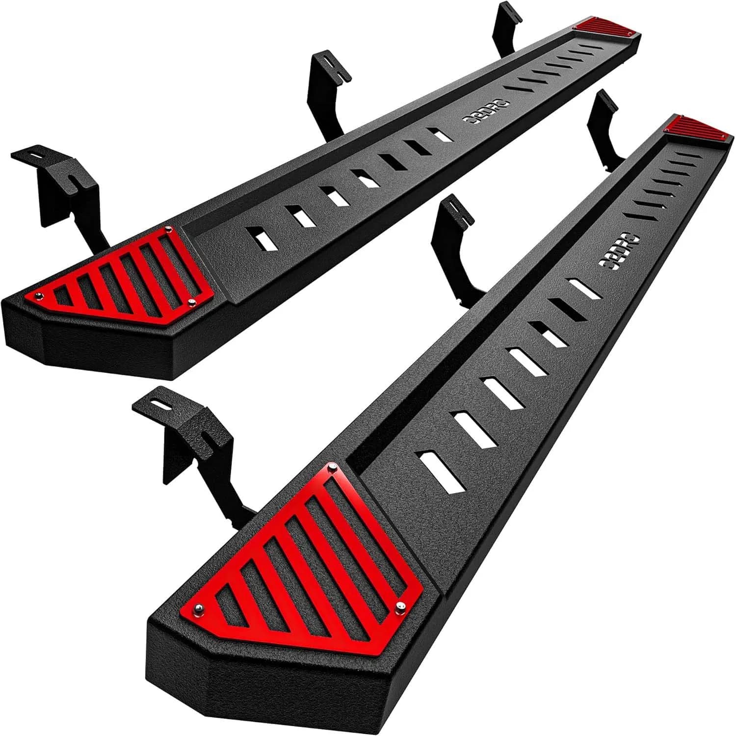 OEDRO 6.5" Running Boards Compatible with 2005-2023 Toyota Tacoma Double Cab/Crew Cab, Steel Side Steps Nerf Bars Rails, Black and Red