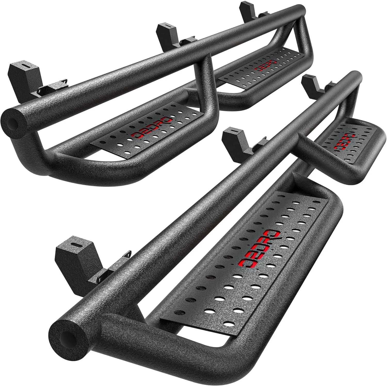 OEDRO All-Steel Build Running Boards Compatible with 2018-2026 Jeep Wrangler JL 4 Door, Bolt-on Side Steps with Leaf Shaped Design,Black Powder Coated