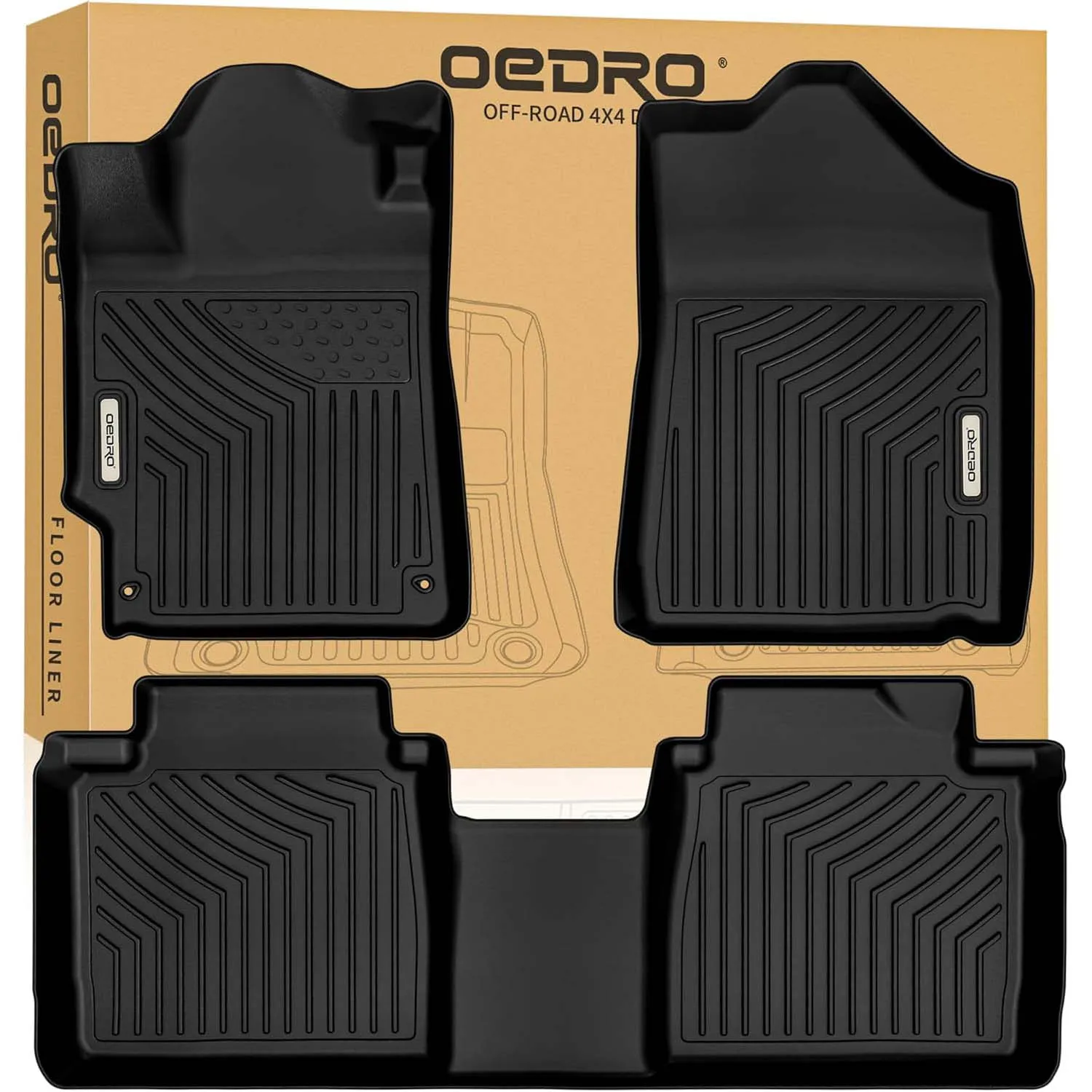 OEDRO Floor Mats Fit for Toyota Camry 2007-2011,Custom Fit Front & 2nd Row Floor Liner Set,TPE All Weather Protection Camry Car Mats