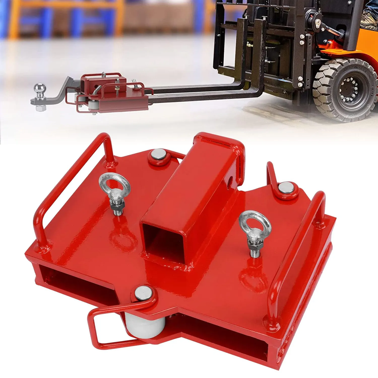 YITAMOTOR 2" Forklift Trailer Hitch Receiver, 6500 lbs Towing Capacity Forklift Tow Hitch Attachment for Dual Pallet Forks, Fits Forks up to 5.55" Wid