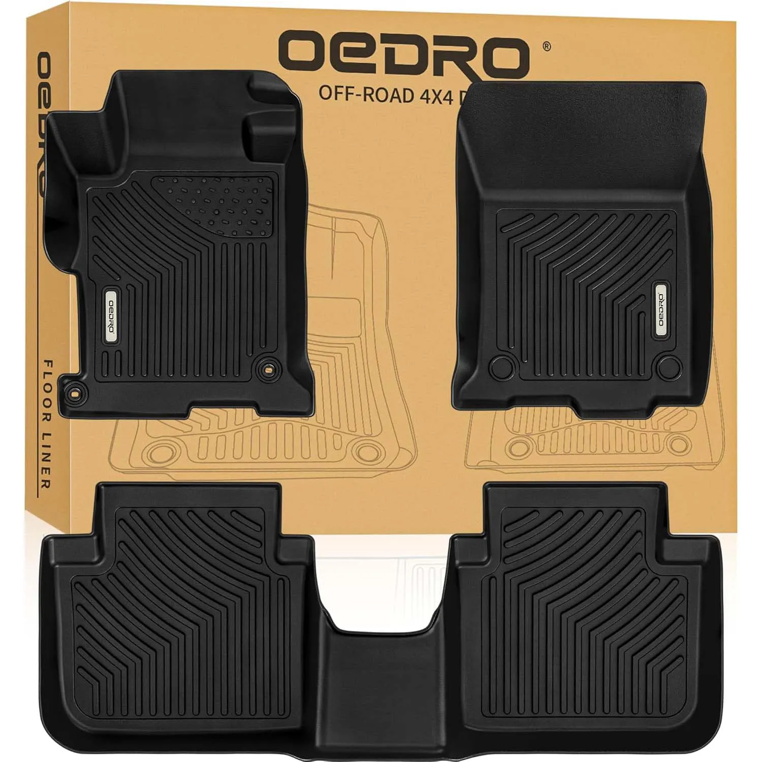 OEDRO Floor Mats Fit for Honda Accord Sedan 2017-2013,TPE All Weather Accord Floor Liners Includes 1st and 2nd Row Liners Set
