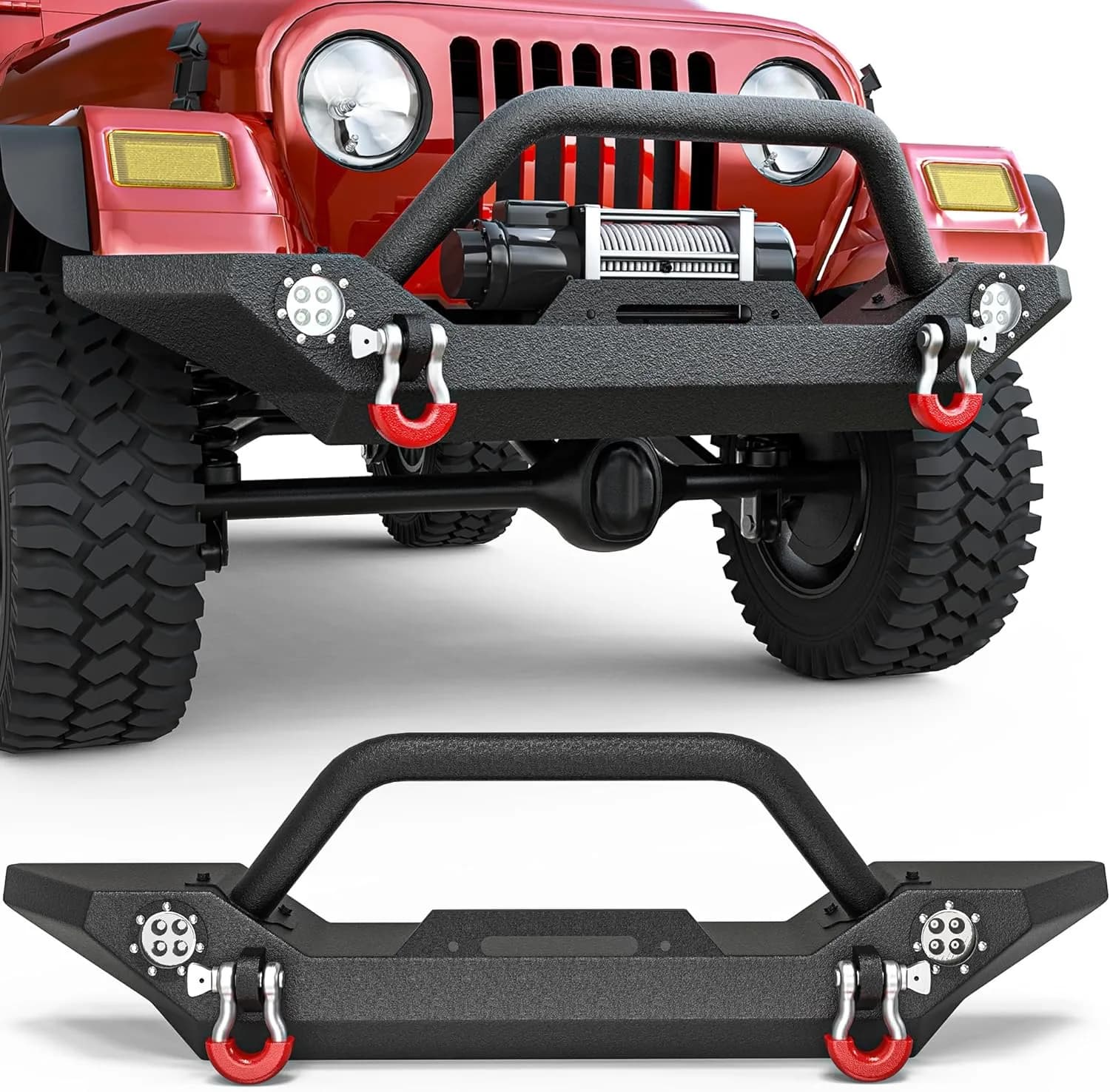 YITAMOTOR Rock Crawler Front Bumper for 1987-2006 Jeep Wrangler YJ TJ