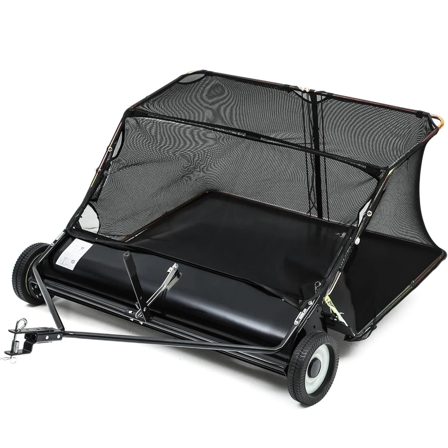 YITAMOTOR 50" Tow Behind Lawn Sweeper, 25 Cu. Ft. Leaf Collector with Adjustable Brush Height & Dump Rope, Universal Lawn Tractor & ATV Sweeper