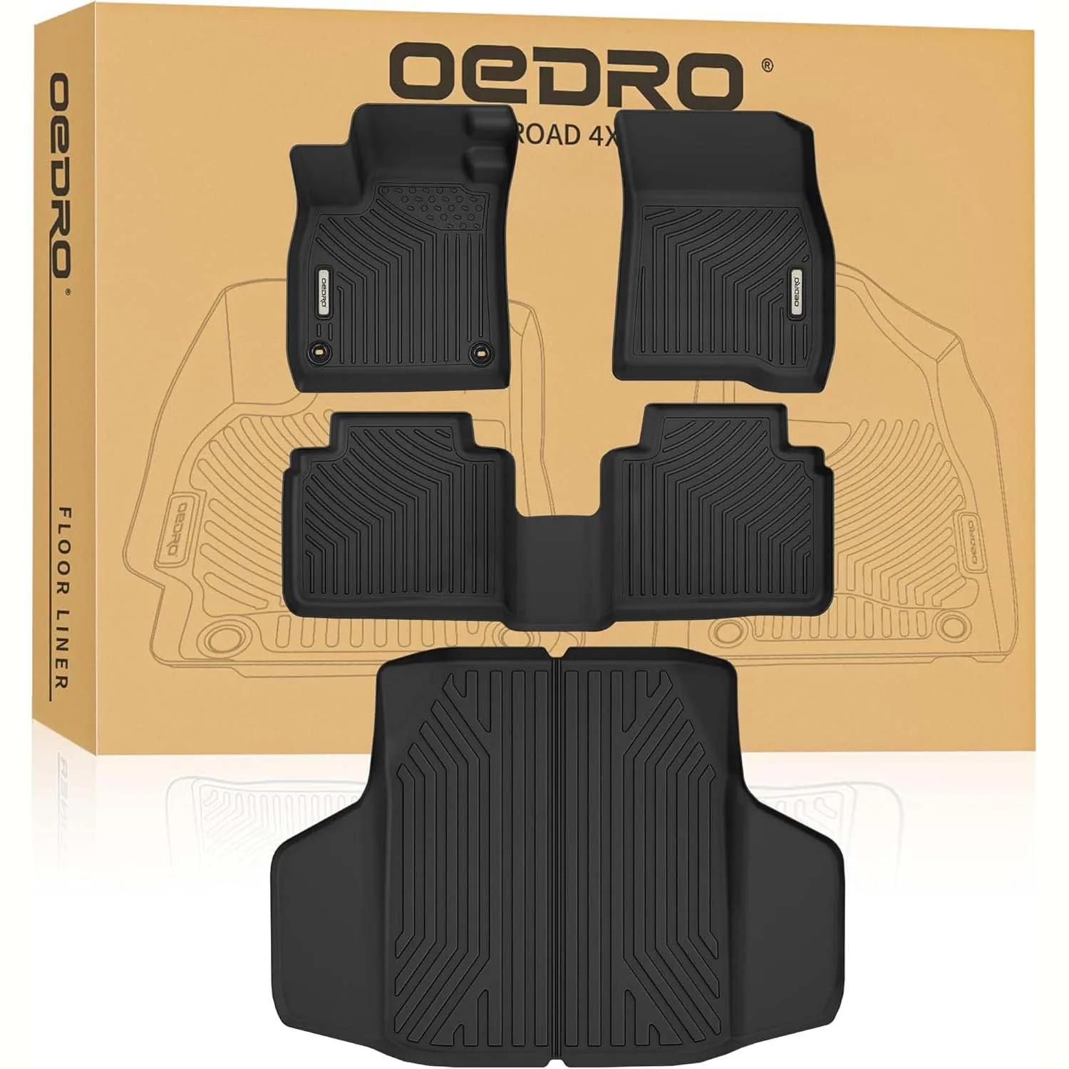 OEDRO Floor Mats & Cargo Trunk Liners All-Weather TPE Full Set for 2023-2026 Honda Accord & Accord Hybrid