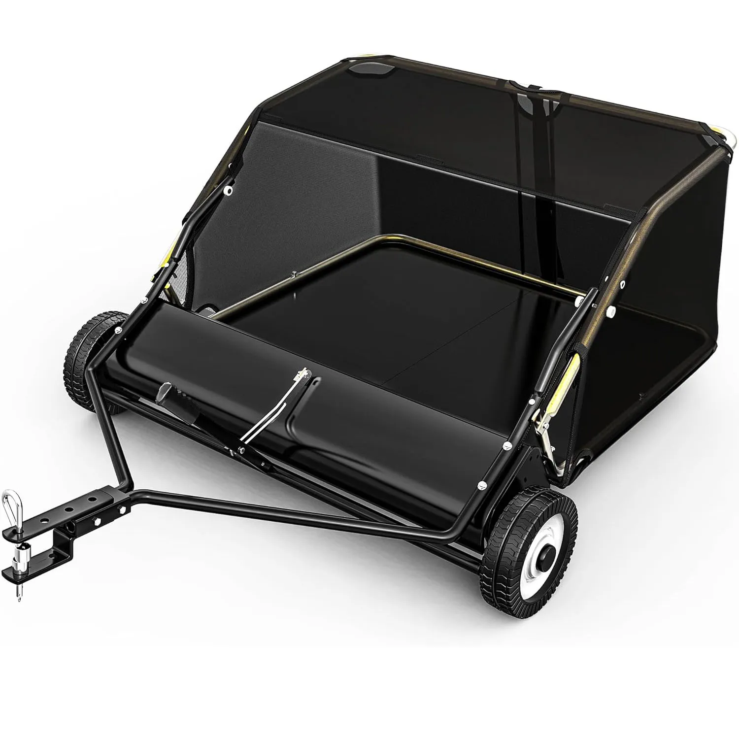 YITAMOTOR 42" Heavy Duty Lawn Sweeper, 12 Cu. Ft. Leaf Collector with Adjustable Brush Height, Easy-Dump Rope & Universal Hitch