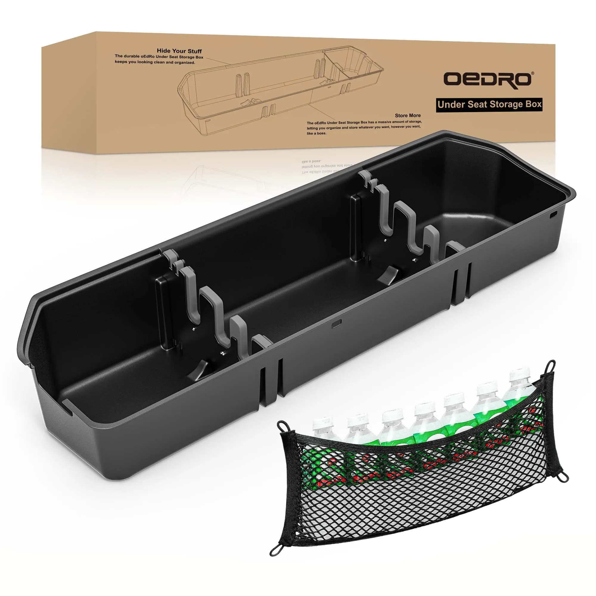OEDRO Upgraded Under Seat Storage Box for 2015-2026 Ford F150 Super Crew Cab, 2 in 1 Design Black Organizers