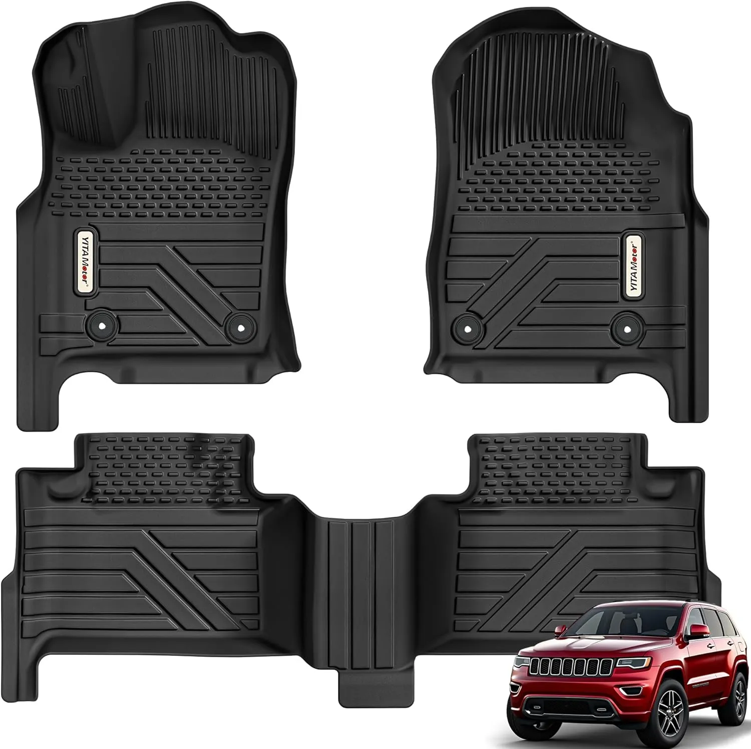 YITAMOTOR Upgraded TPE All-Weather Floor Mats - Fit Jeep Grand Cherokee 2016-2022 & Dodge Durango 2016-2021