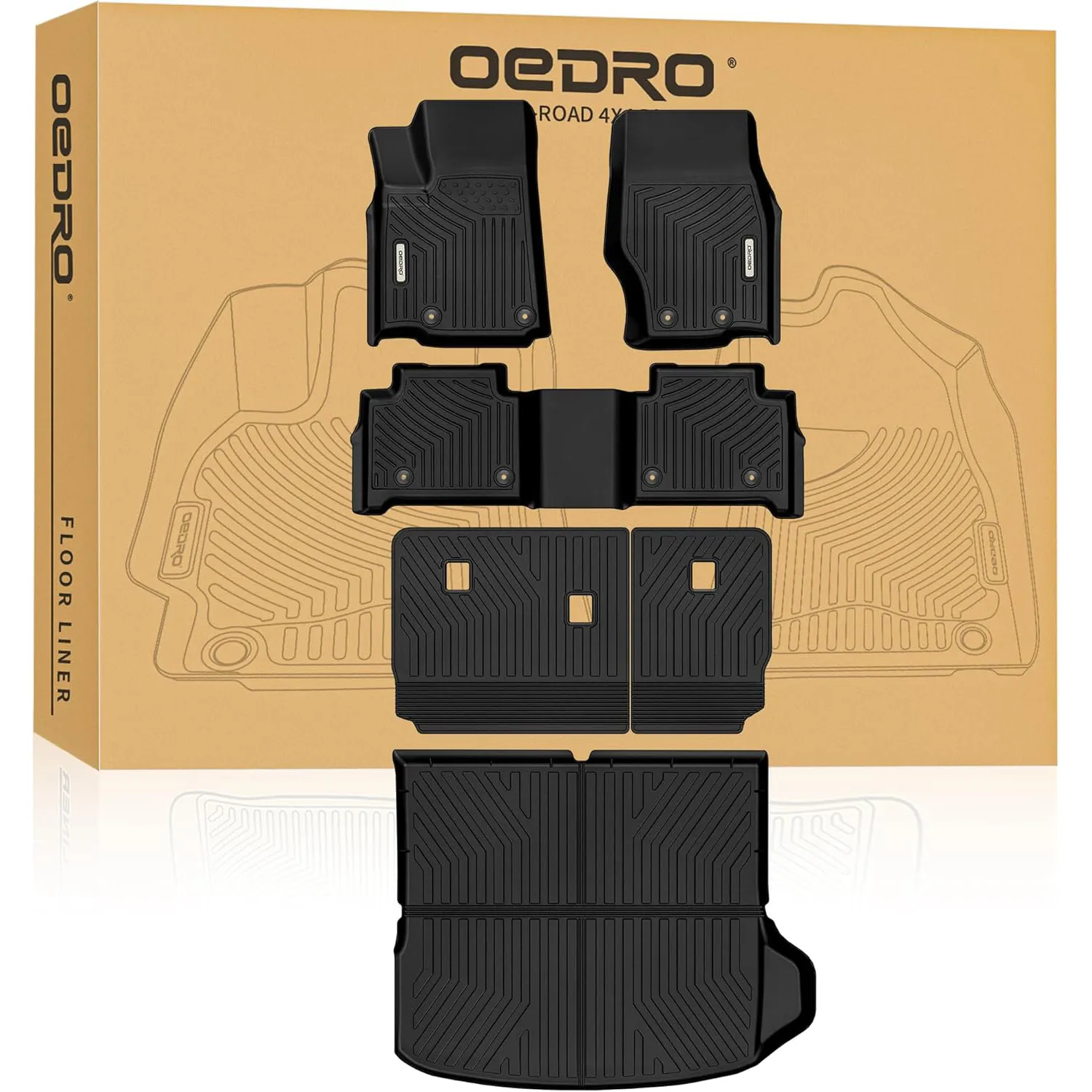 OEDRO Floor Mats Fits for 2022-2026 Jeep Grand Cherokee 5 Seats (Include 4xe Not for WK or L), All Weather Floor Mats Trunk Cargo Mat with Backrest Pr