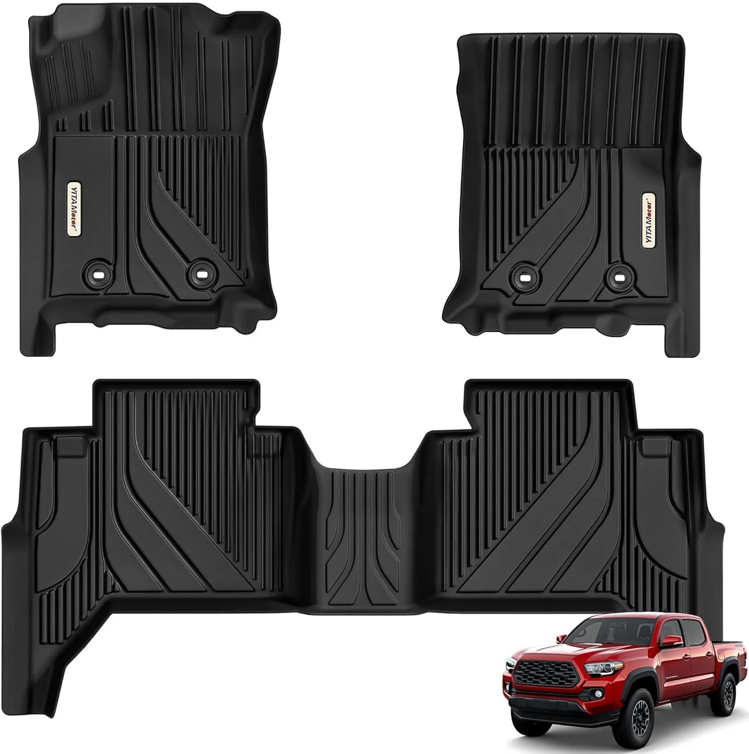 YITAMOTOR Floor Mats for 2016-2023 Toyota Tacoma Double Cab, TPE Liners
