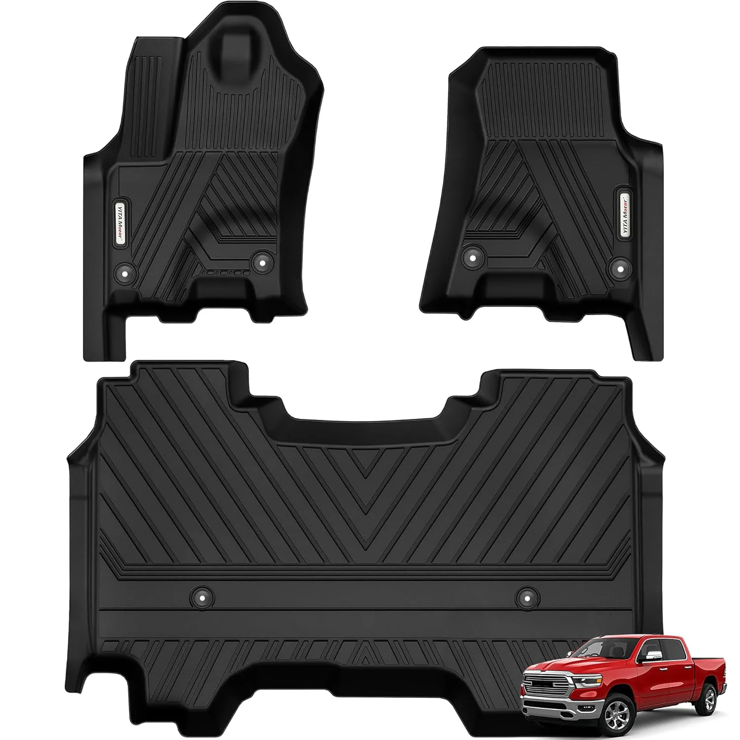 YITAMOTOR Floor Mats for 2025-2026 Ram 1500 Crew Cab, TPE All-Weather Floor Liners