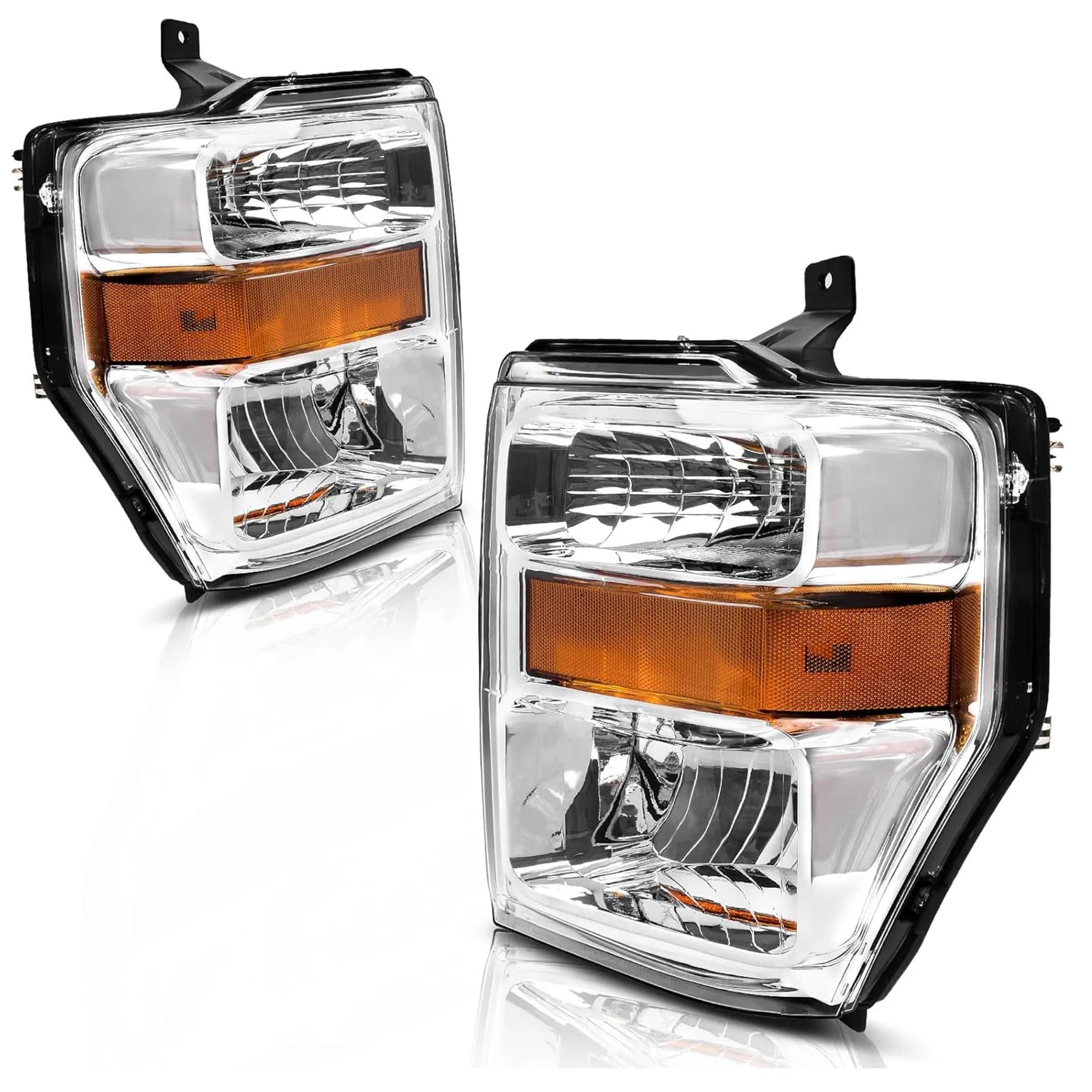 YITAMOTOR Replacement Headlights for 2008-2010 Ford F-250 F-350 F-450 F-550 Super Duty, Chrome Housing