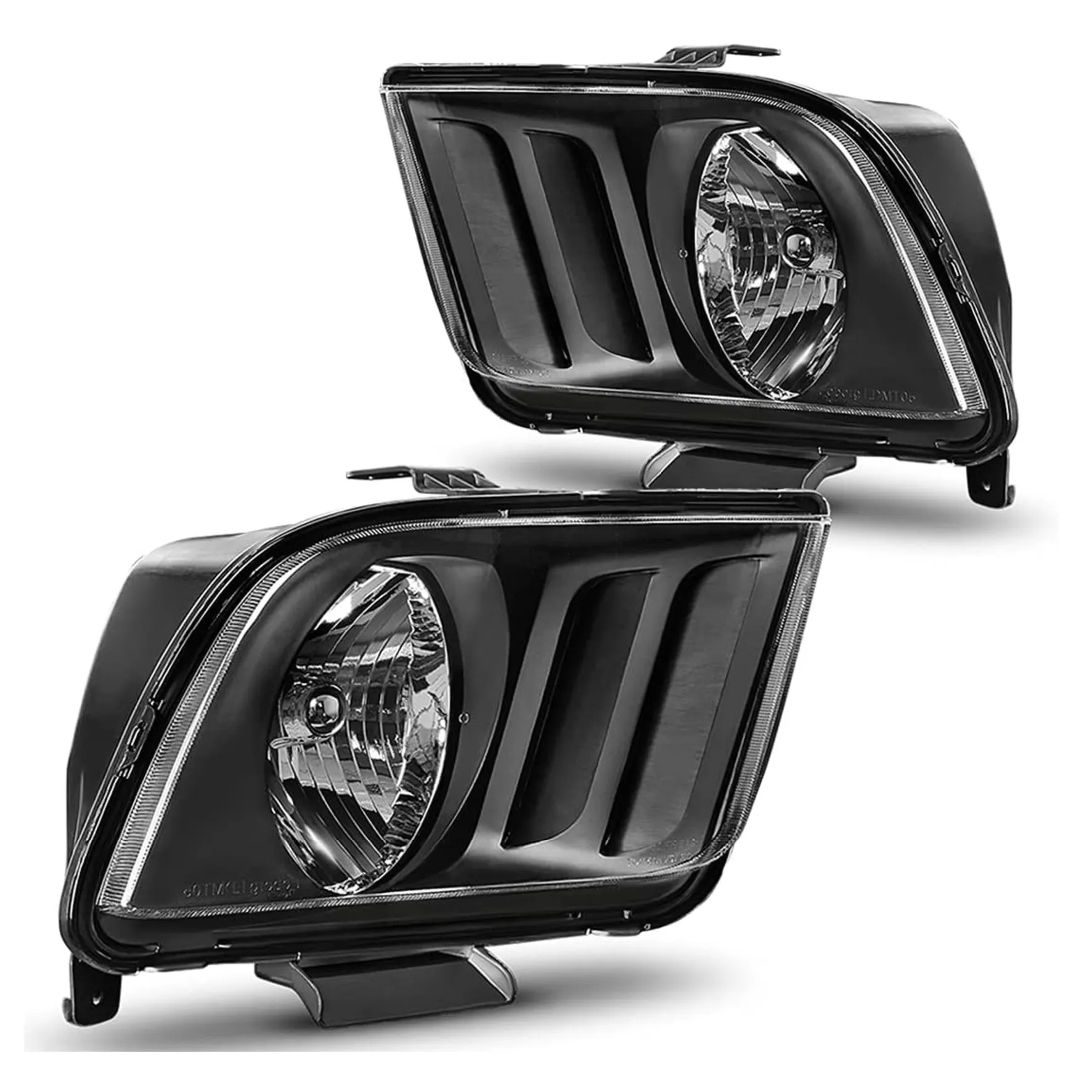 YITAMOTOR Headlights for 2005-2009 Ford Mustang, Black Housing Clear Lens, H13, Driver & Passenger Pair