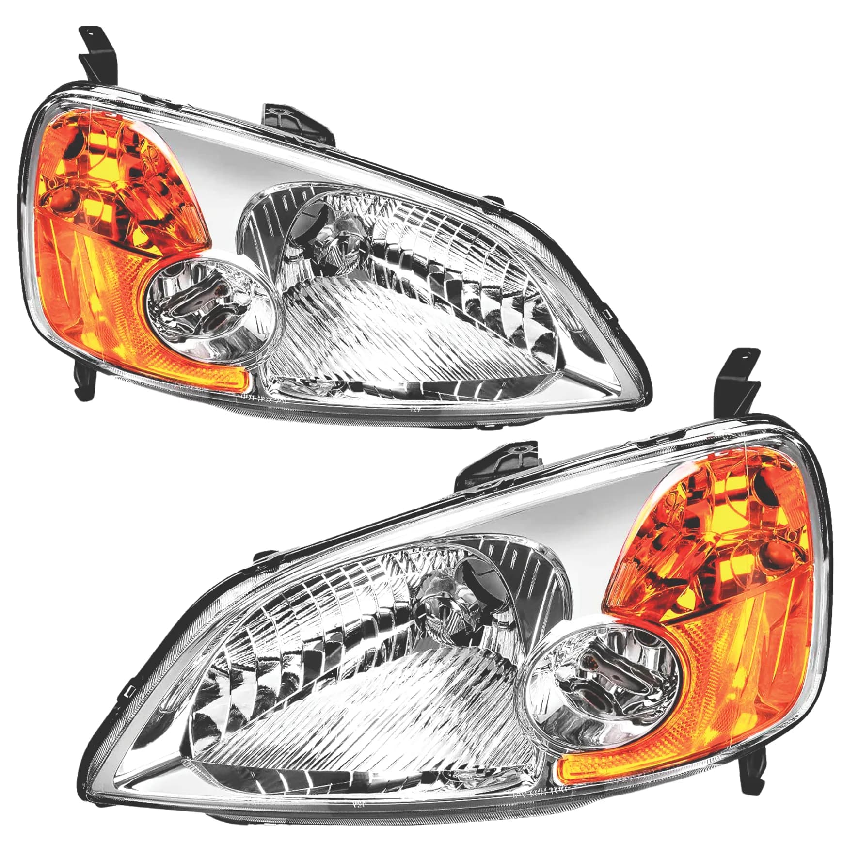 YITAMOTOR Headlights for 2001-2003 Honda Civic Sedan 4-Door, Chrome Housing, 9003, Driver & Passenger Pair