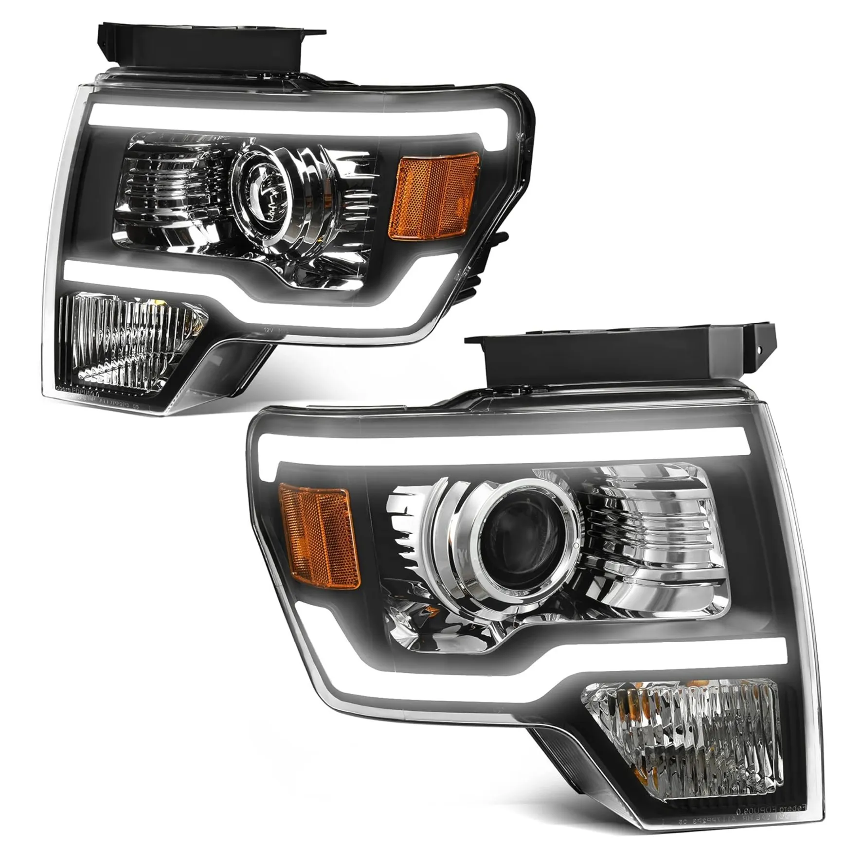 YITAMOTOR LED DRL Headlights for 2009-2014 Ford F-150, Black Housing Amber Reflector