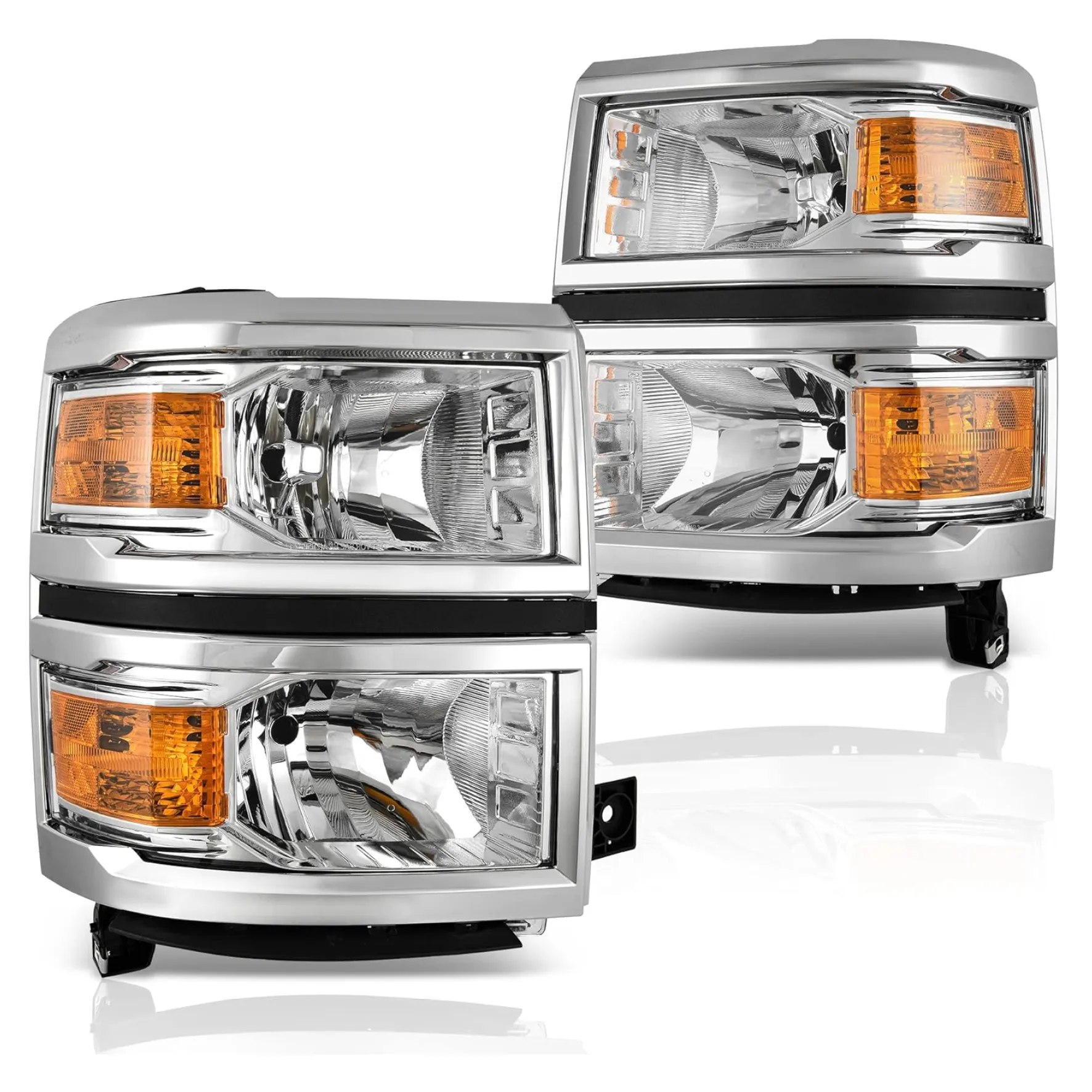 YITAMOTOR Replacement Headlights for 2014-2015 Chevy Silverado 1500, Chrome Housing Amber Side Marker