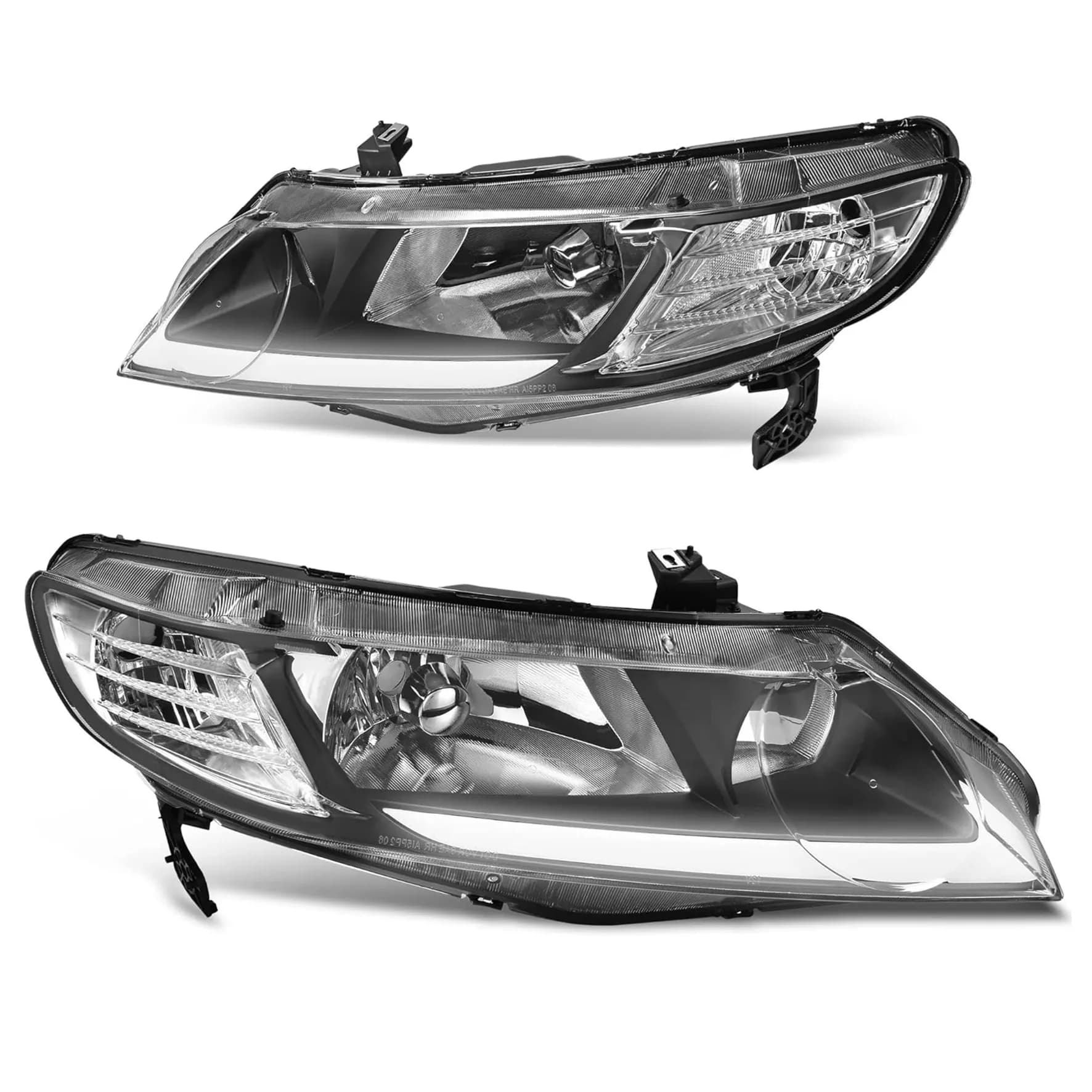 YITAMOTOR LED DRL Replacement Headlights for 2006-2011 Honda Civic Sedan, Black Housing Clear Reflector
