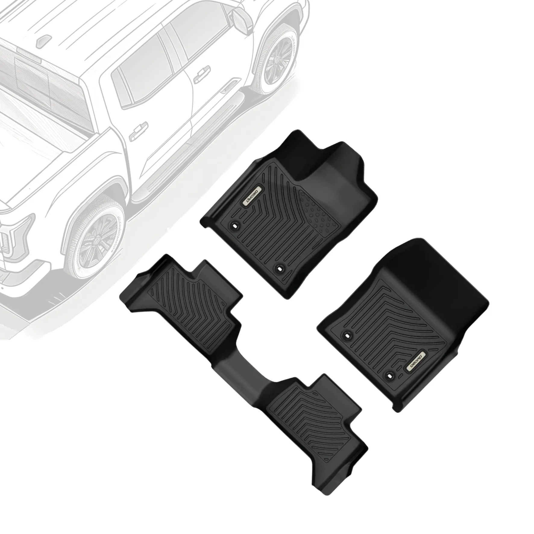 OEDRO® Floor Mats for 2022-2026 Toyota Tundra Double Cab, TPE All Weather Guard Front & Rear Full Set Liners
