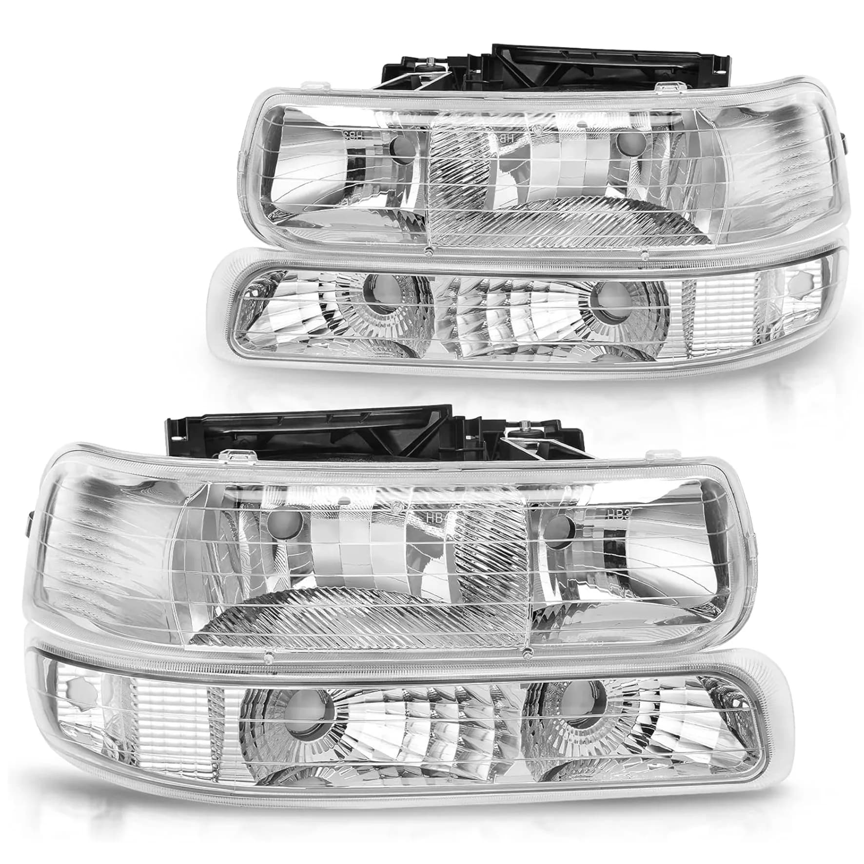 YITAMOTOR Headlight Assembly with Bumper Lights for 1999-2002 Chevy Silverado, 2000-2006 Tahoe/Suburban