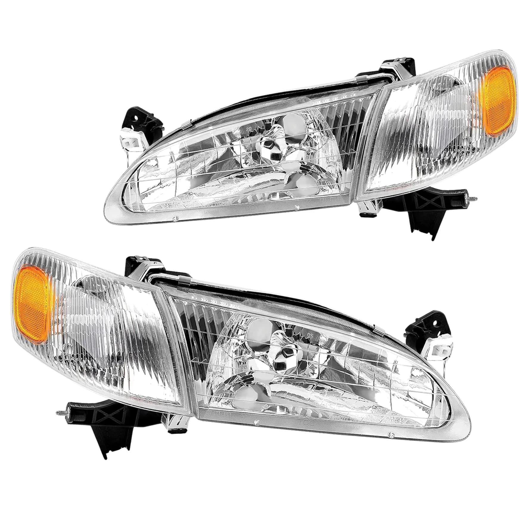 YITAMOTOR® Headlight Assembly Compatible with 1998 1999 2000 Corolla Headlamps Replacement Chrome Housing with Signal Lights
