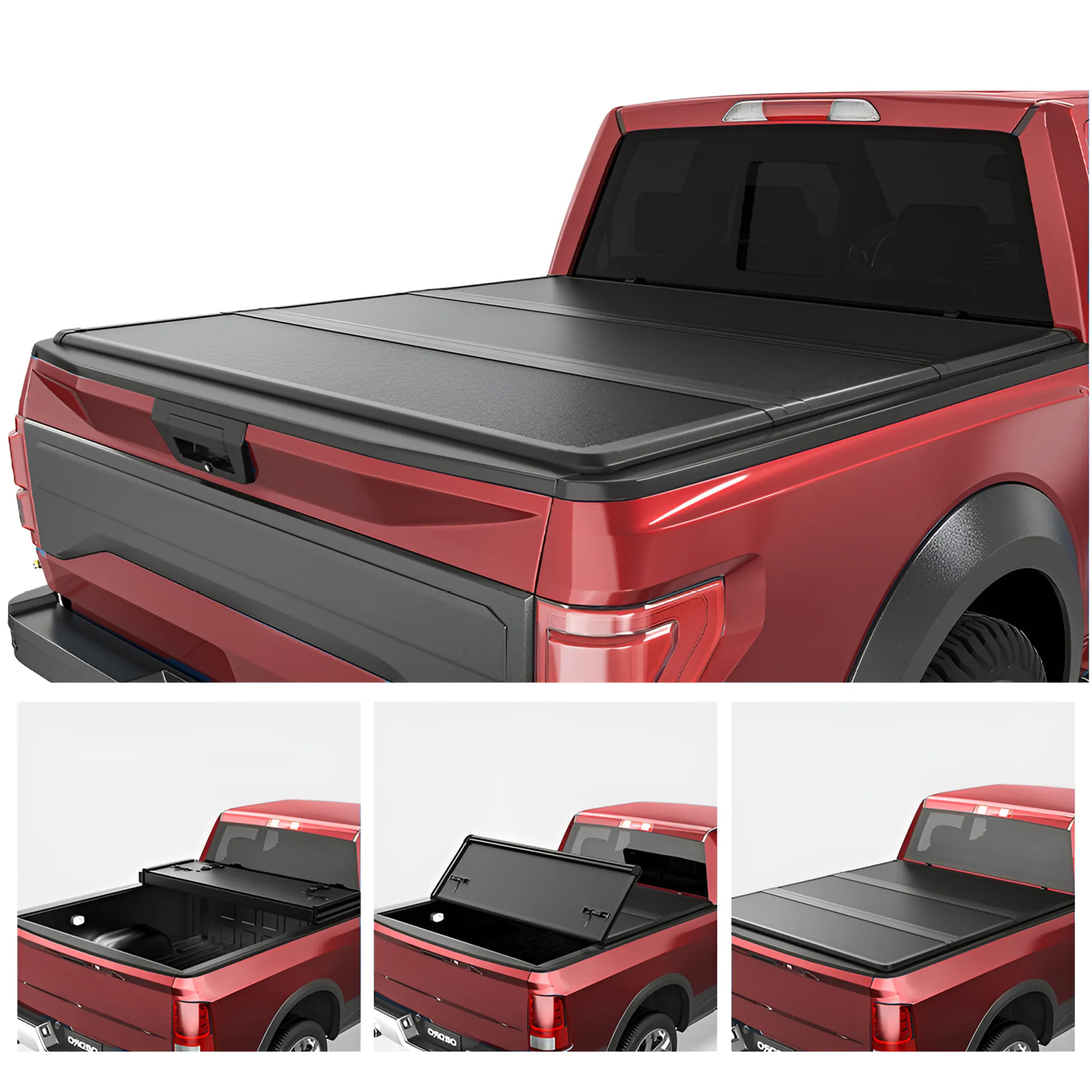 OEDRO 5.5FT Truck Bed FRP Hard Tri-fold Tonneau Cover for 2015-2026 Ford F-150 F150 5.5 feet Bed