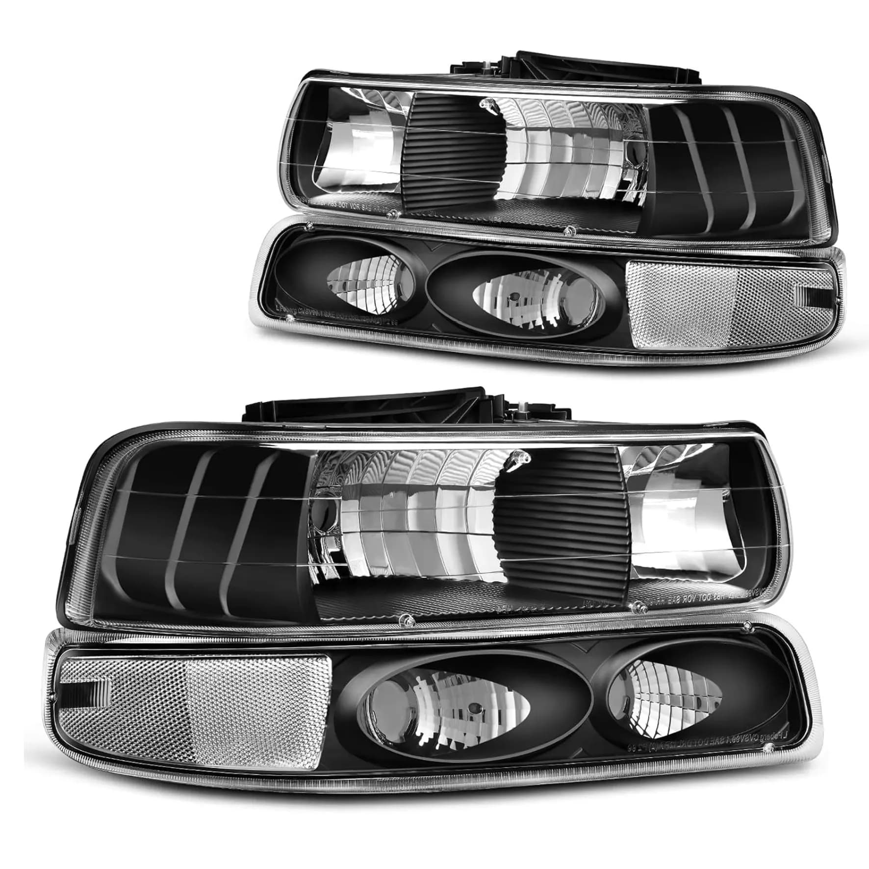 YITAMOTOR Clear Reflector Headlights for 1999-2002 Chevy Silverado & 2000-2006 Tahoe/Suburban, Pair
