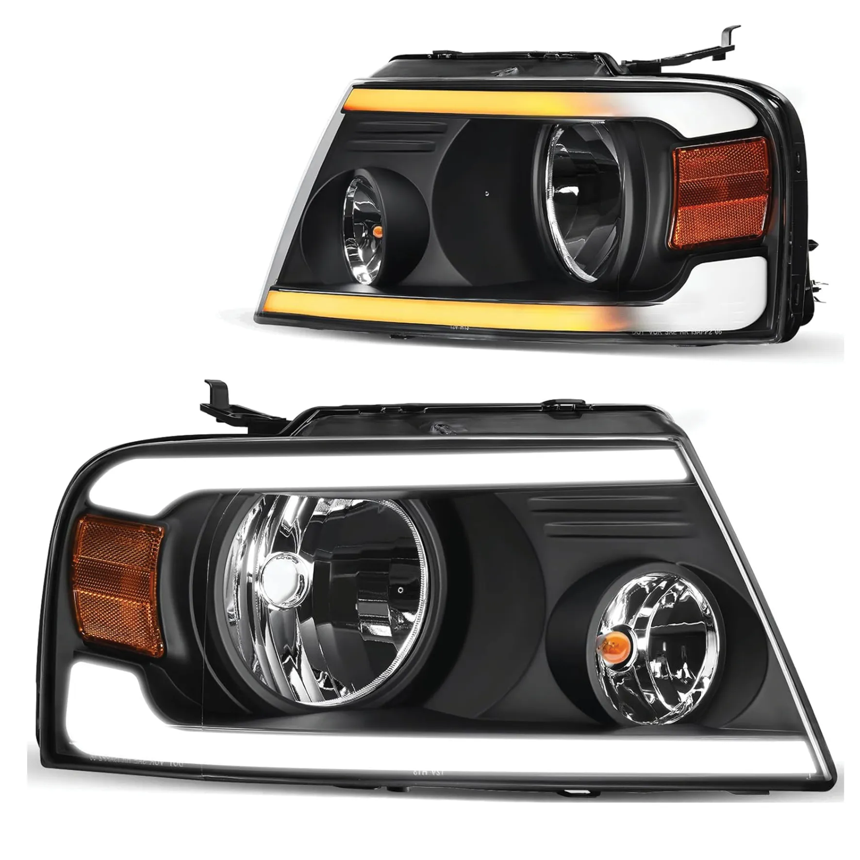 YITAMOTOR LED DRL Headlights for 2004-2008 Ford F-150, Sequential Turn Signal, Clear Lens Black Housing