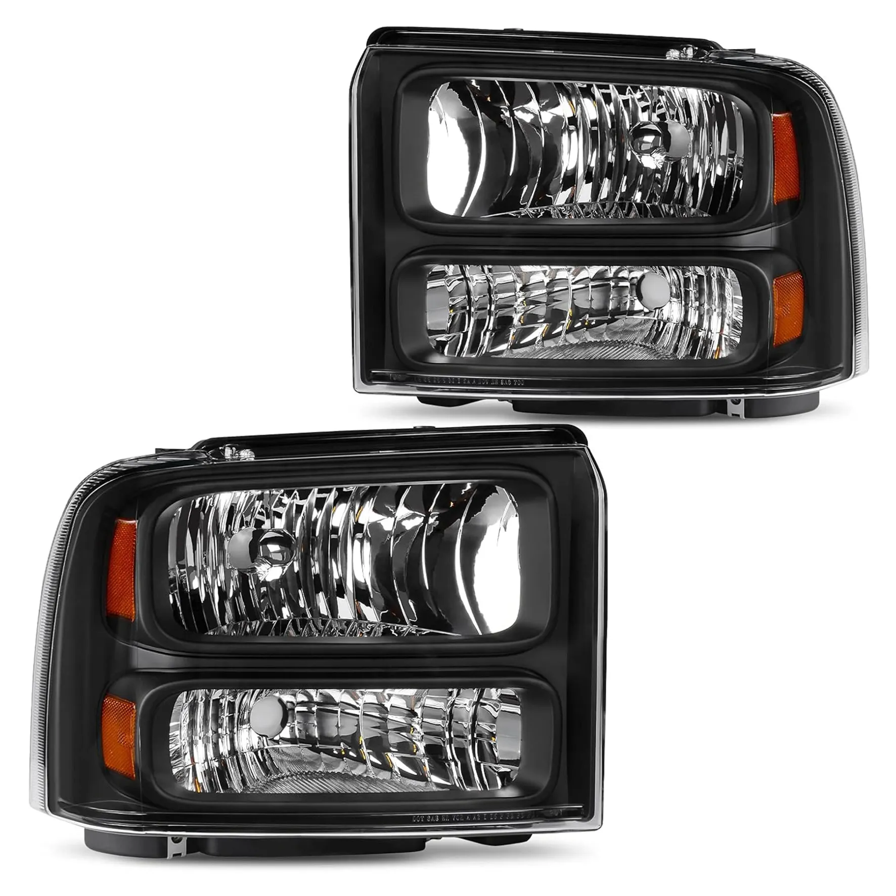 YITAMOTOR Headlights for 2005-2007 Ford F-250 F-350 F-450 F-550 Super Duty & 2005 Excursion, Black Housing Clear Lens
