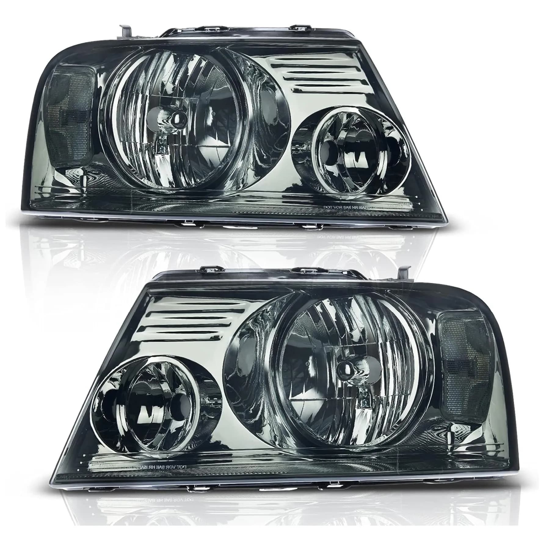 YITAMOTOR OE Style Headlights for 2004-2008 Ford F-150, Chrome Housing Smoke Lens, H13, Pair