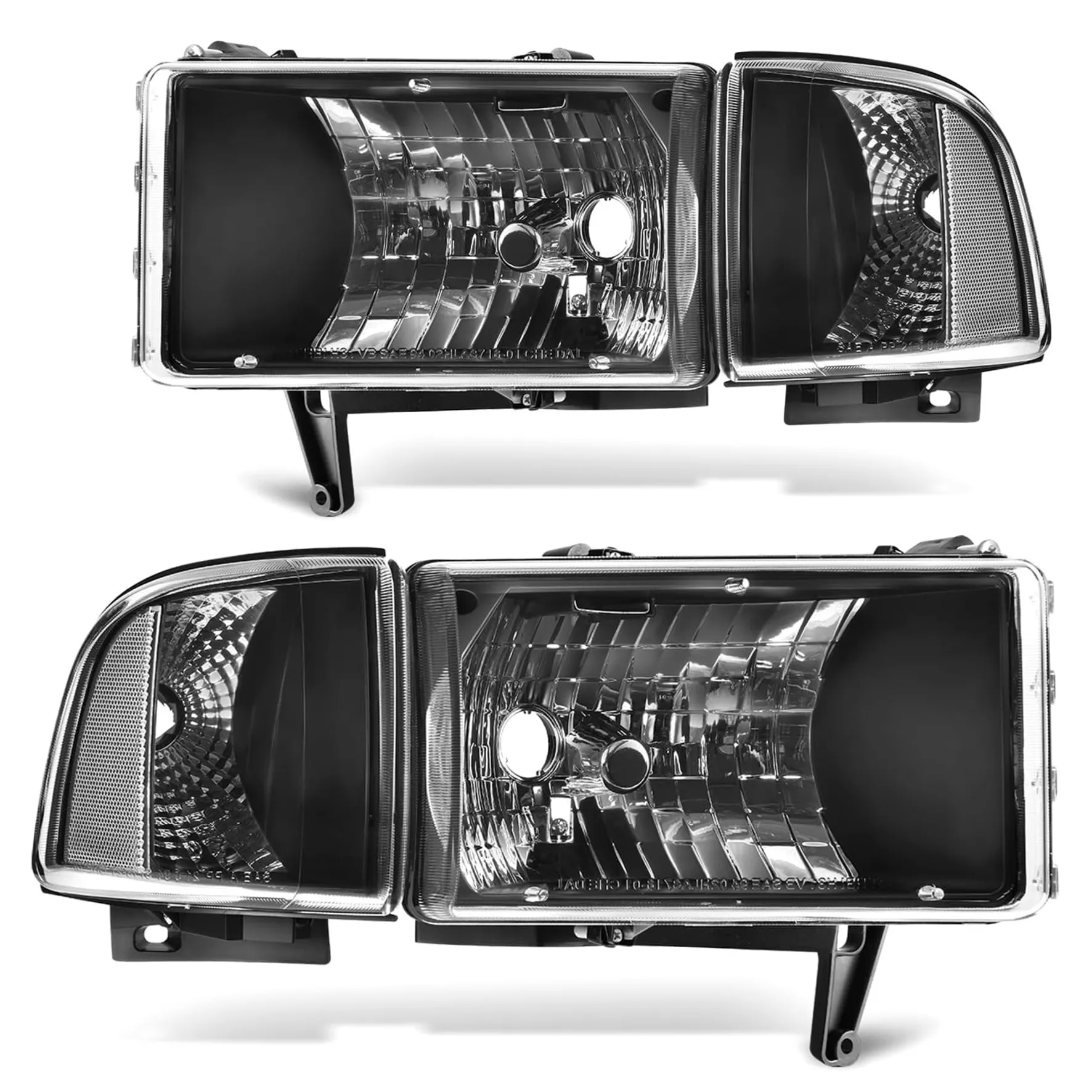 YITAMOTOR Replacement Headlights for 1994-2001 Dodge Ram 1500 & 1994-2002 Ram 2500 3500, 9007 HB5, Black Housing, Driver & Passenger Pair