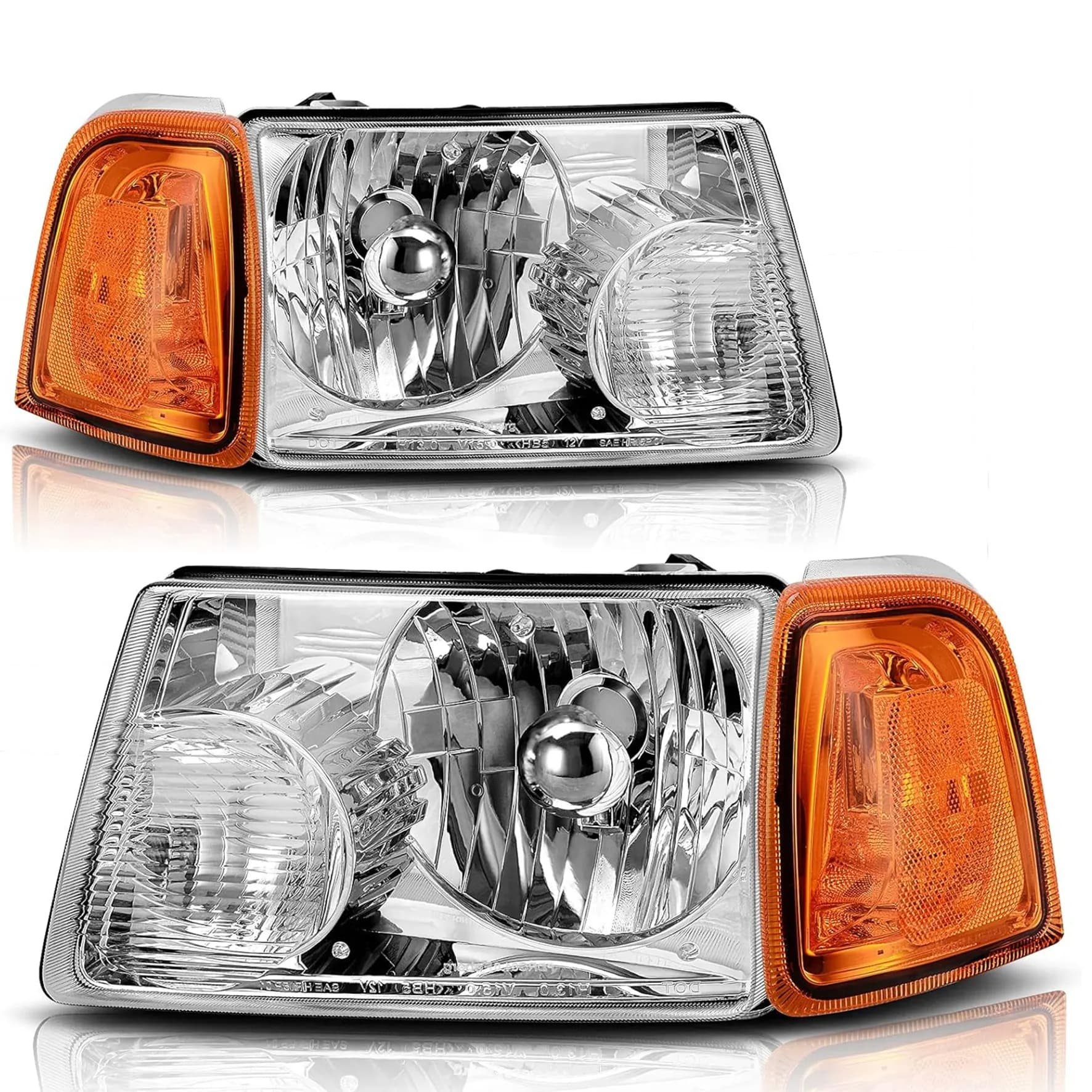 YITAMOTOR Replacement Headlights for 2001-2011 Ford Ranger, Chrome Housing Amber Corner Lights
